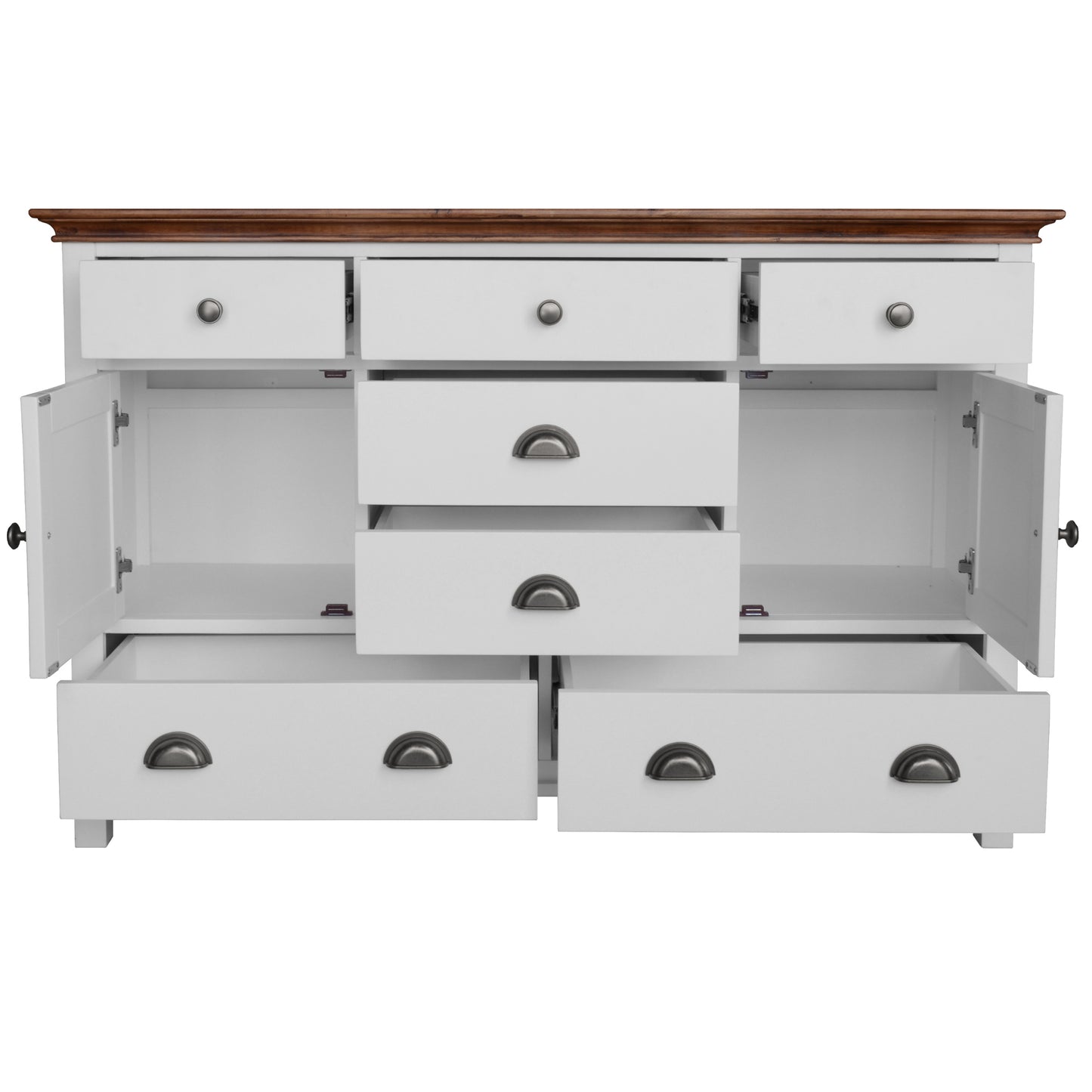 Virginia Dresser 7 Chest of Drawers Solid Wood Tallboy Cabinet - White - Cosy Abode