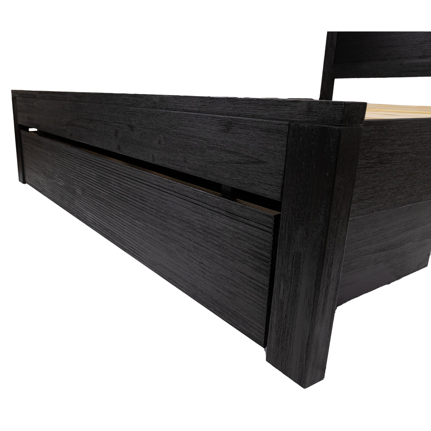 Tofino Bed Frame Queen Size Timber Mattress Base With Storage Drawers - Black - Cosy Abode