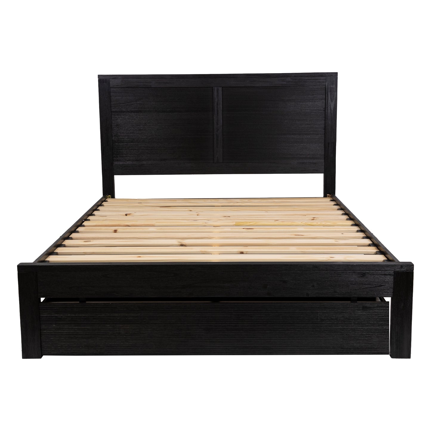 Tofino Bed Frame King Size Timber Mattress Base With Storage Drawers - Black - Cosy Abode