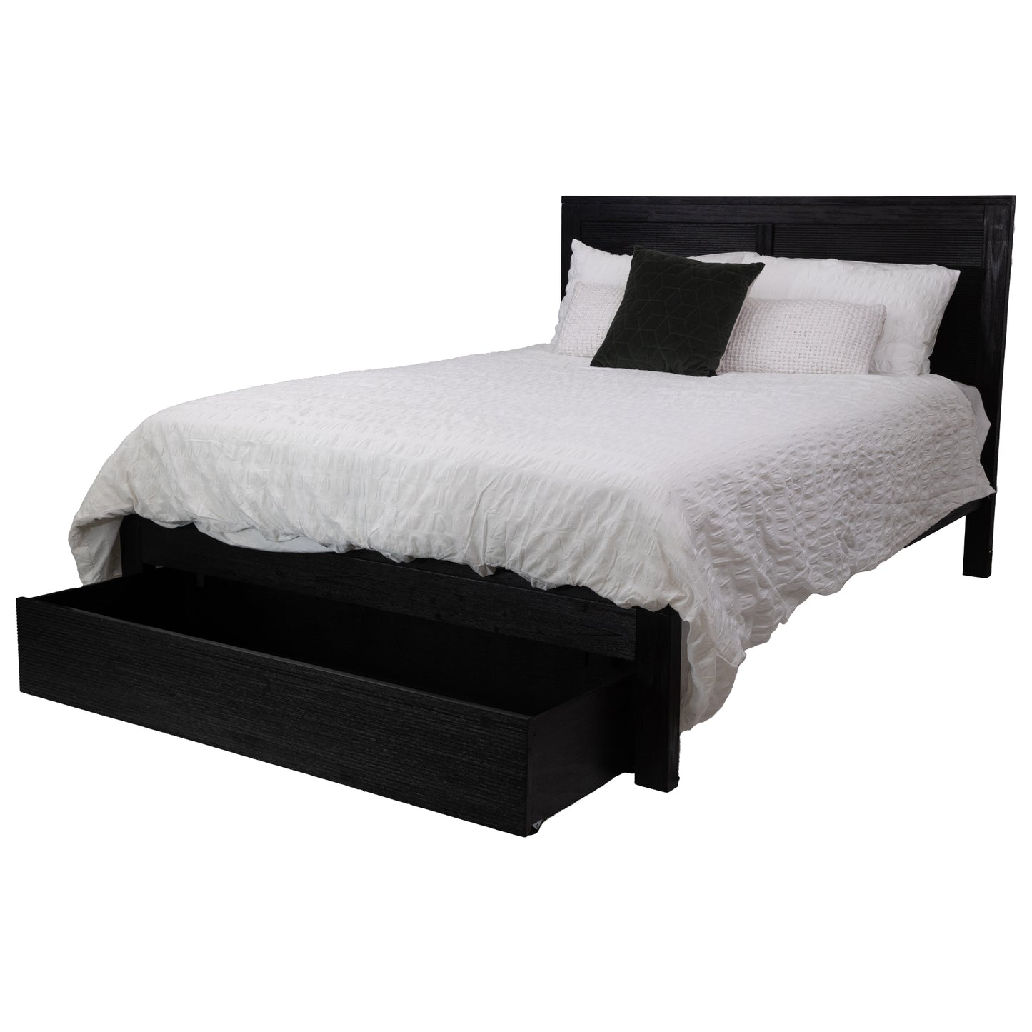 Tofino Bed Frame King Size Timber Mattress Base With Storage Drawers - Black - Cosy Abode