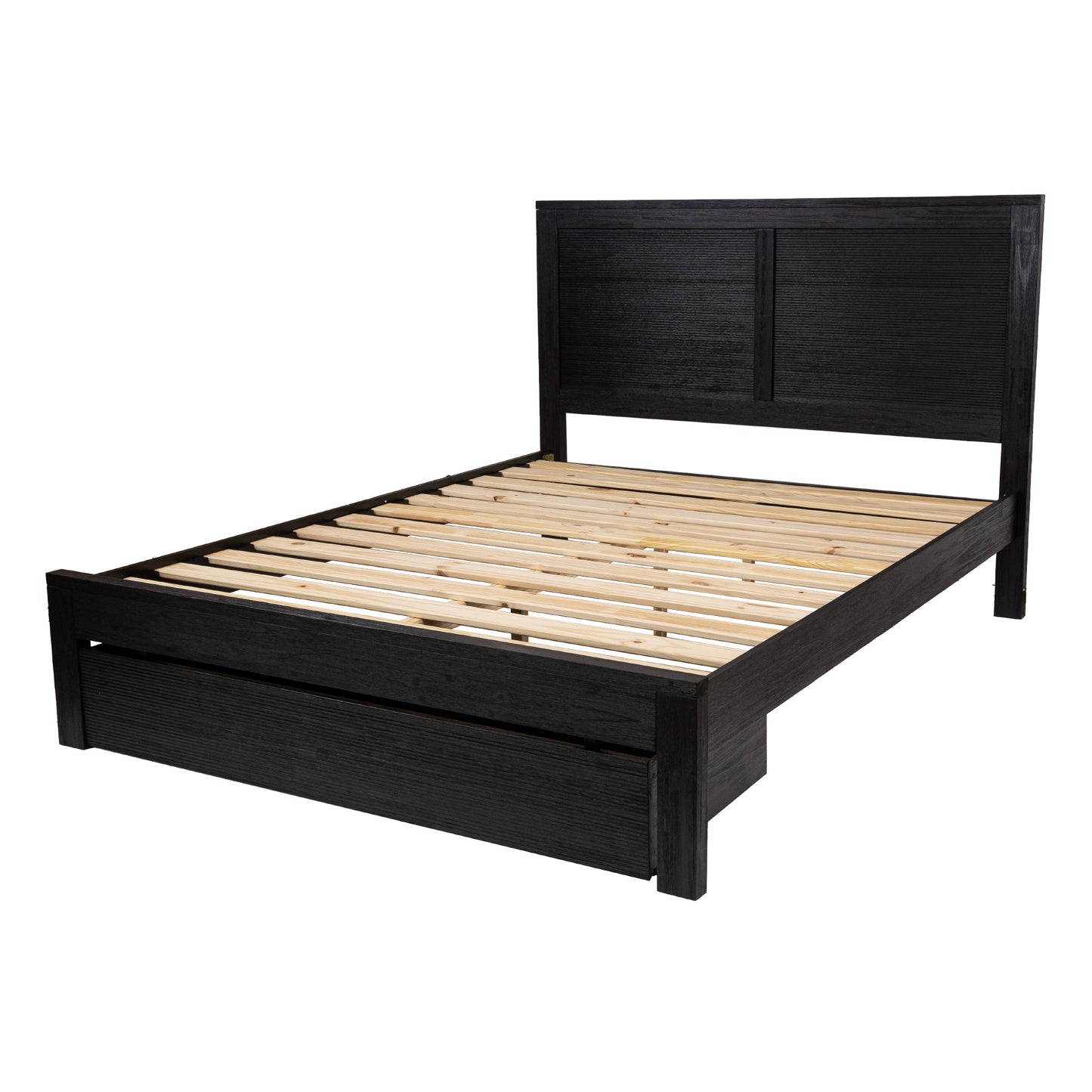 Tofino Bed Frame King Size Timber Mattress Base With Storage Drawers - Black - Cosy Abode