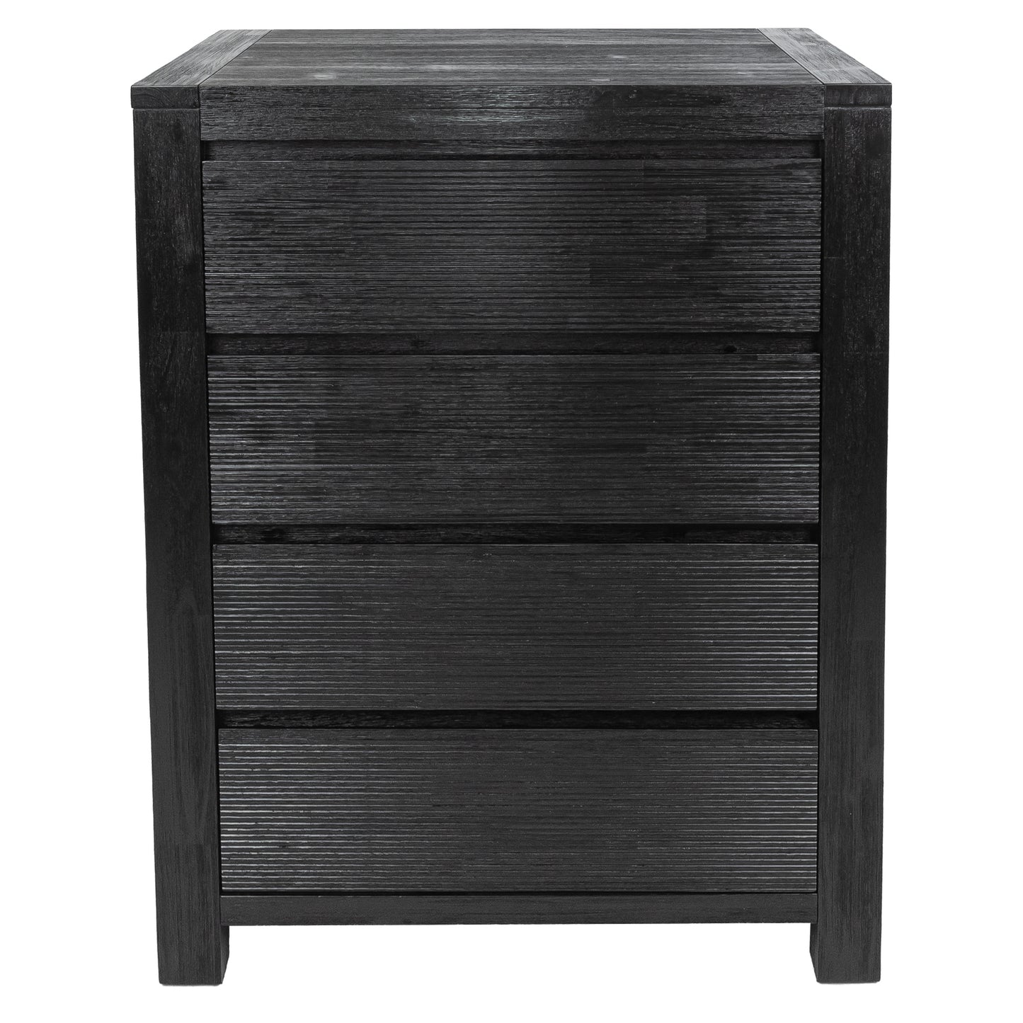 Tofino Tallboy 4 Chest of Drawers Solid Acacia Wood Bed Storage Cabinet - Black - Cosy Abode