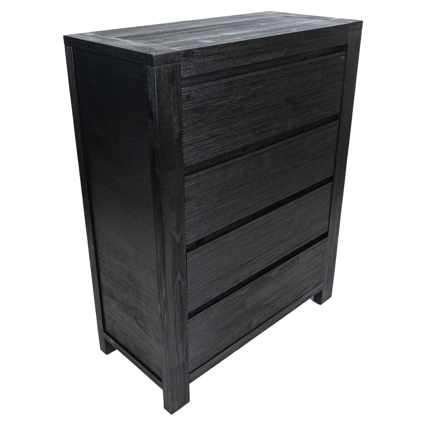 Tofino Tallboy 4 Chest of Drawers Solid Acacia Wood Bed Storage Cabinet - Black - Cosy Abode
