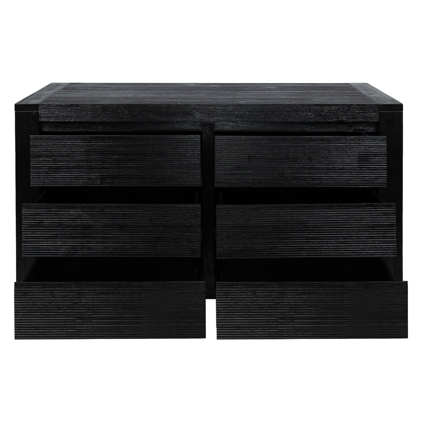 Tofino Dresser 6 Chest of Drawers Solid Wood Bedroom Storage Cabinet - Black - Cosy Abode