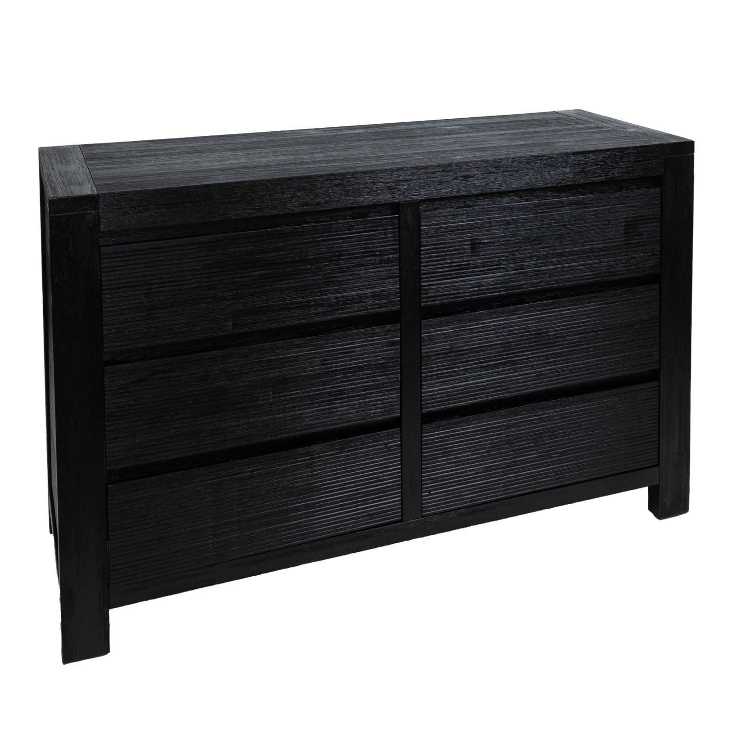 Tofino Dresser 6 Chest of Drawers Solid Wood Bedroom Storage Cabinet - Black - Cosy Abode