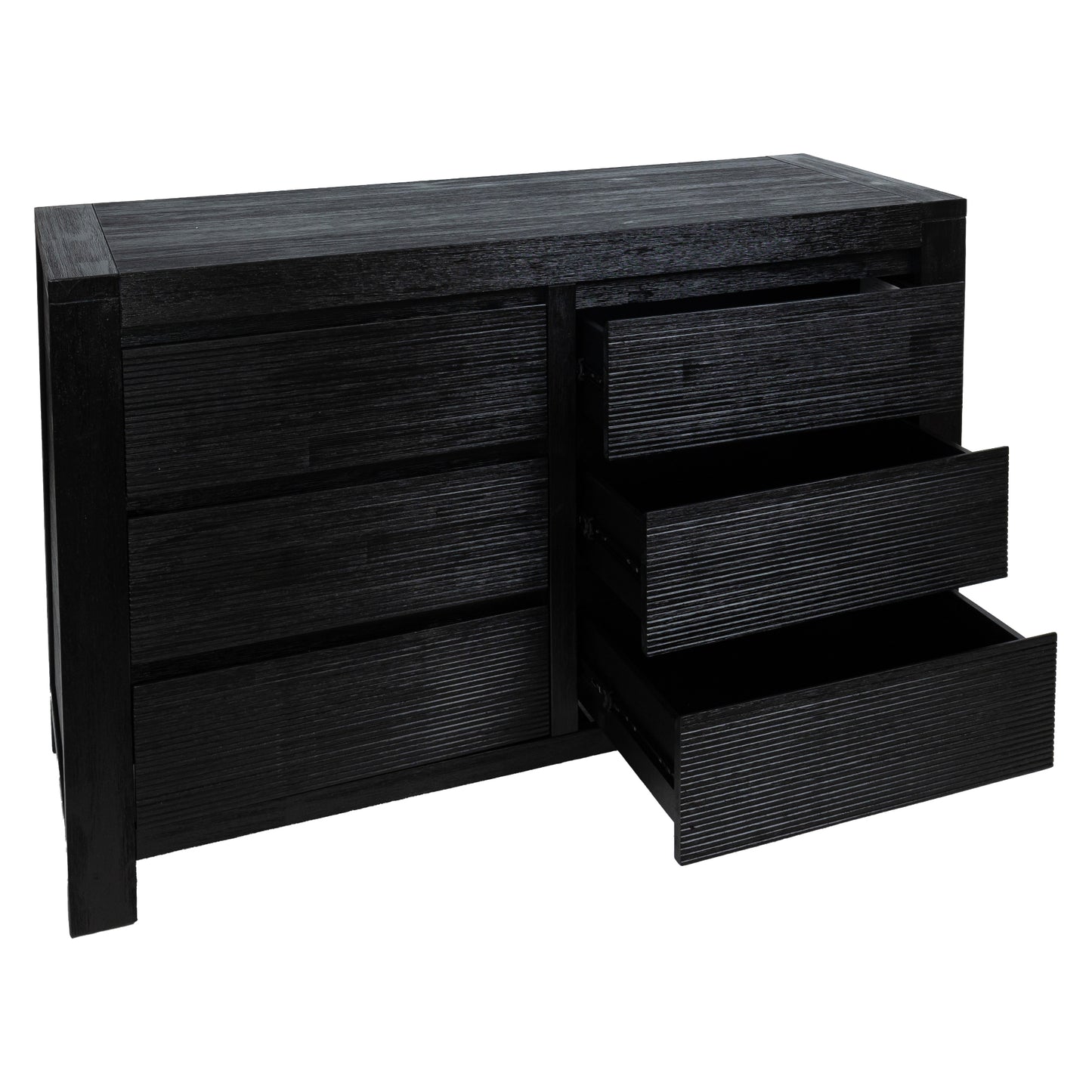 Tofino Dresser 6 Chest of Drawers Solid Wood Bedroom Storage Cabinet - Black - Cosy Abode