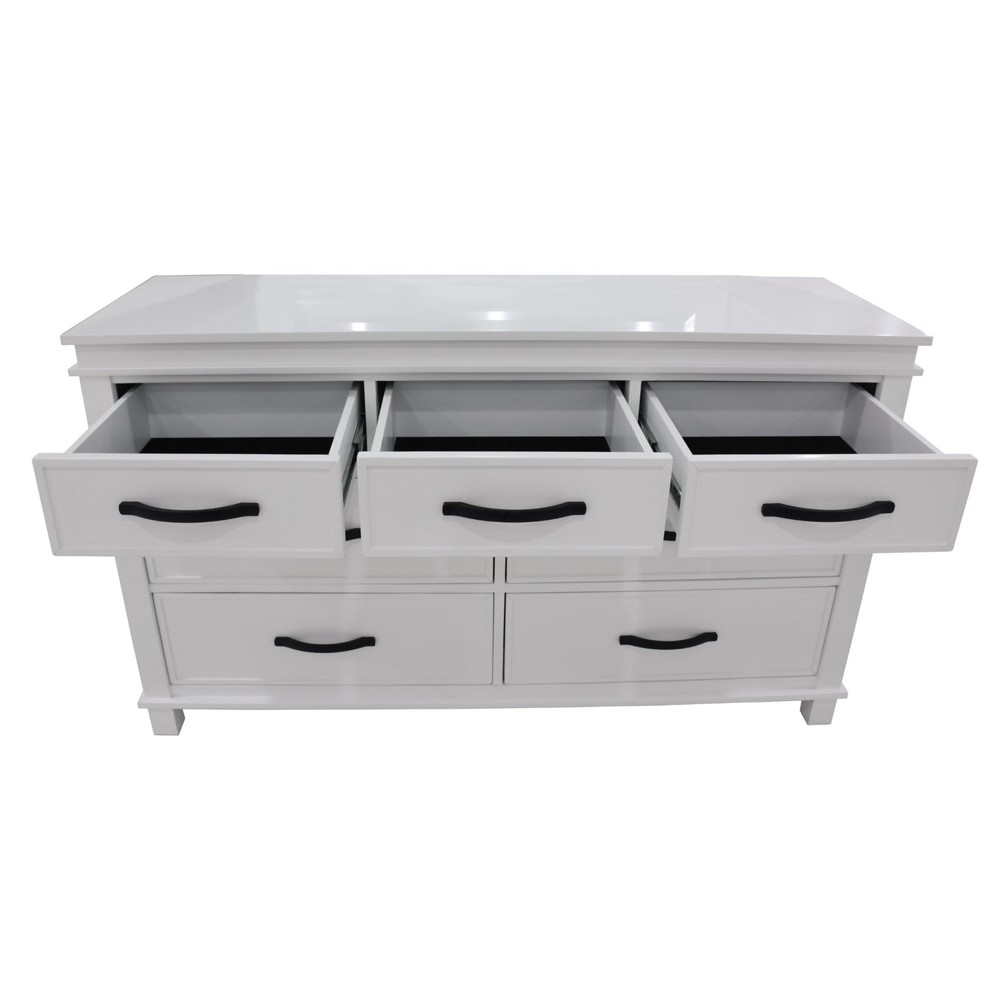 Lily Dresser 7 Chest of Drawers Solid Wood Tallboy Storage Cabinet - White - Cosy Abode