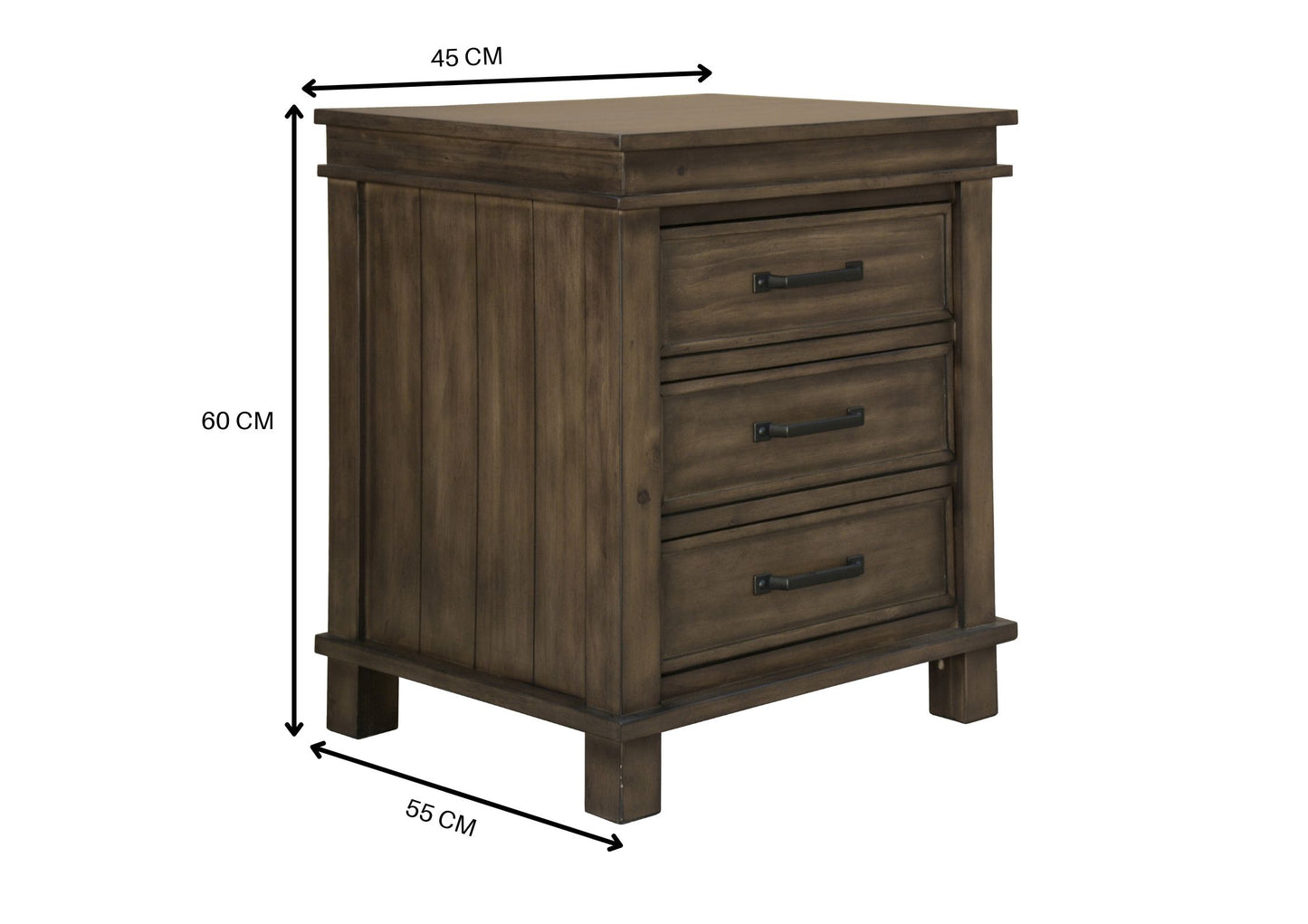 Lily 4pc Queen Bed Suite Bedside Tallboy Bedroom Furniture Package - Rustic Grey - Cosy Abode