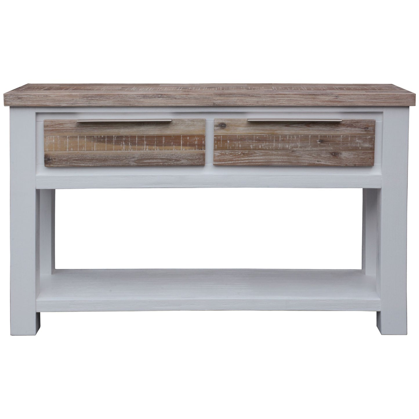 Plumeria Console Hallway Entry Table 130cm Solid Acacia Timber Wood -White Brush - Cosy Abode