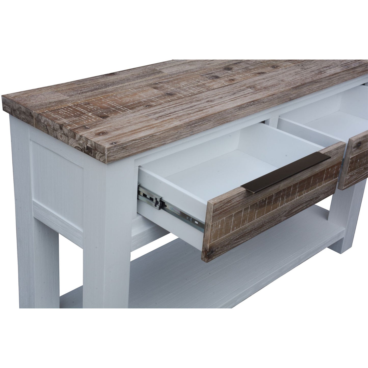 Plumeria Console Hallway Entry Table 130cm Solid Acacia Timber Wood -White Brush - Cosy Abode