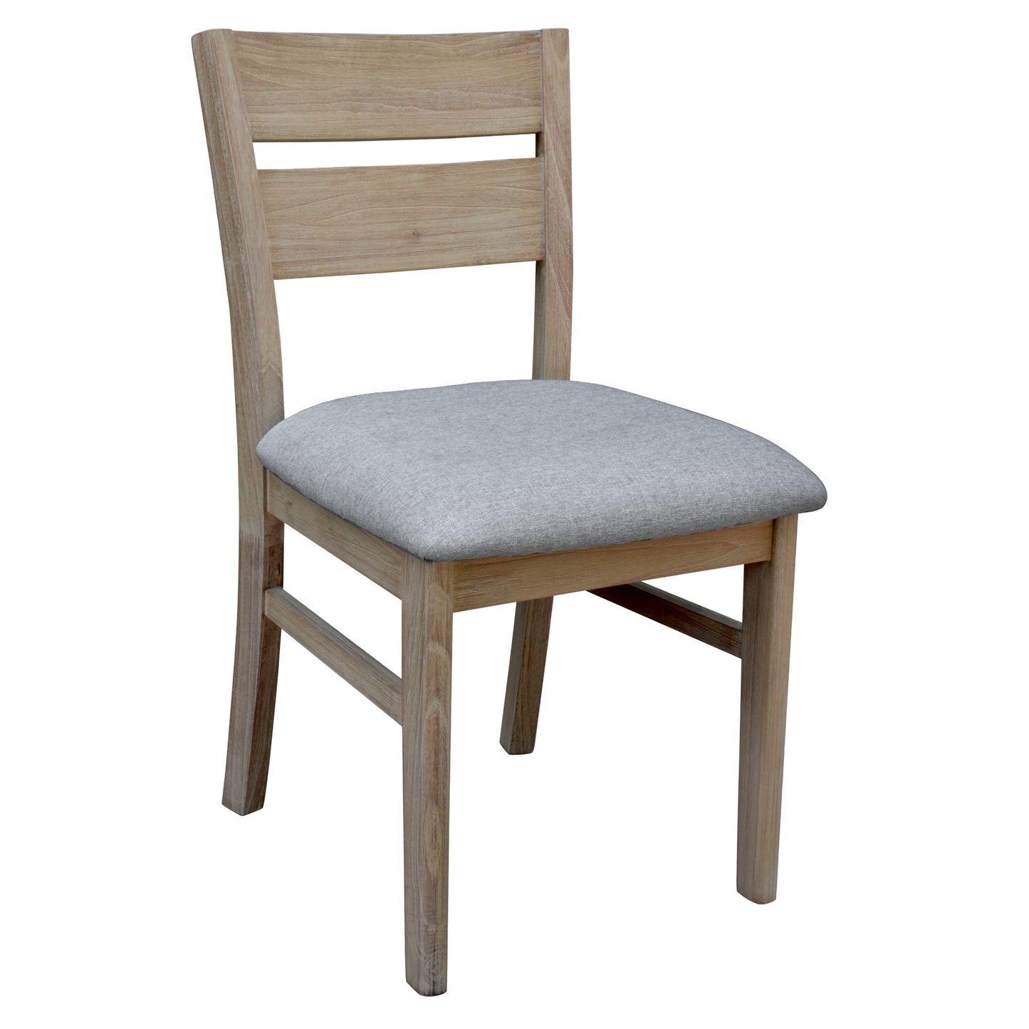 Tyler 2pc Set Dining Chair Fabric Seat Solid Acacia Timber Wood Brushed Smoke - Cosy Abode