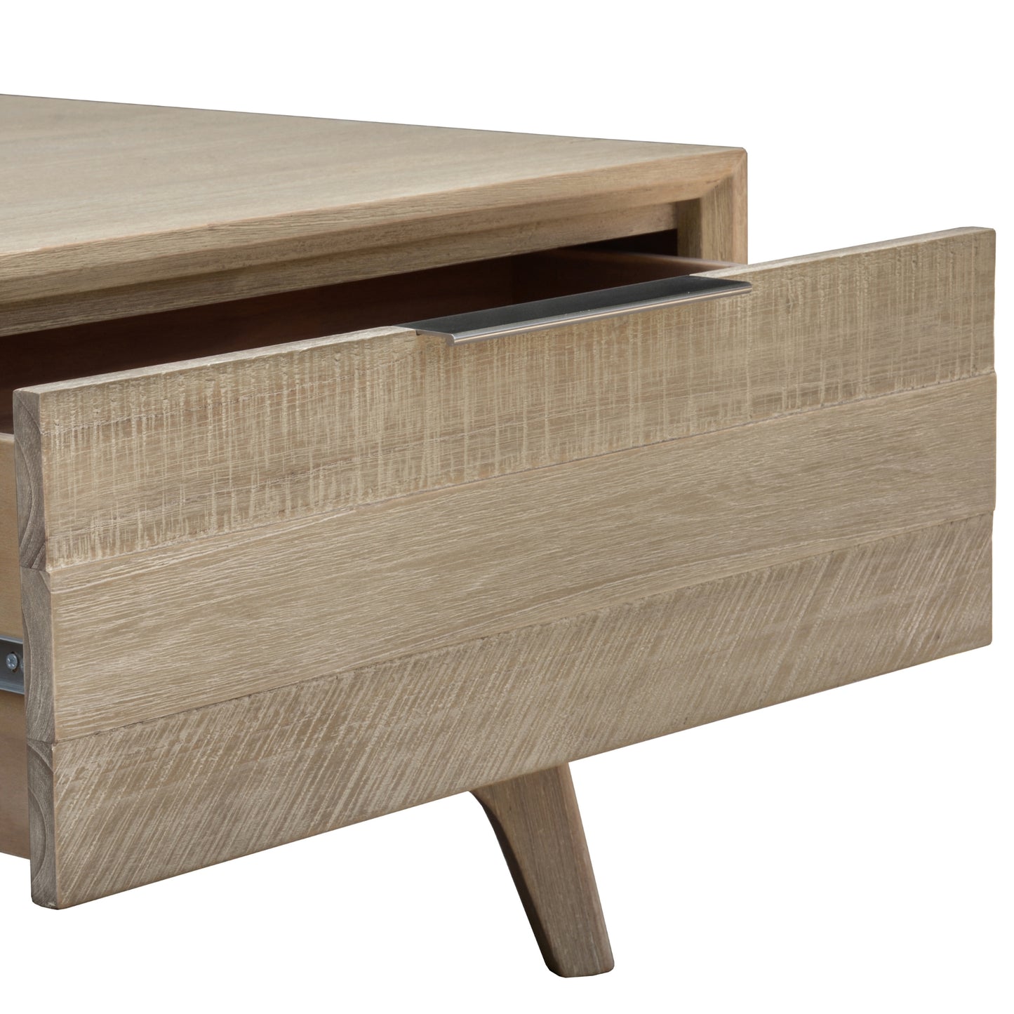 Tyler 130cm Coffee Table 2 Drawer Solid Acacia Timber Brushed Smoke - Cosy Abode