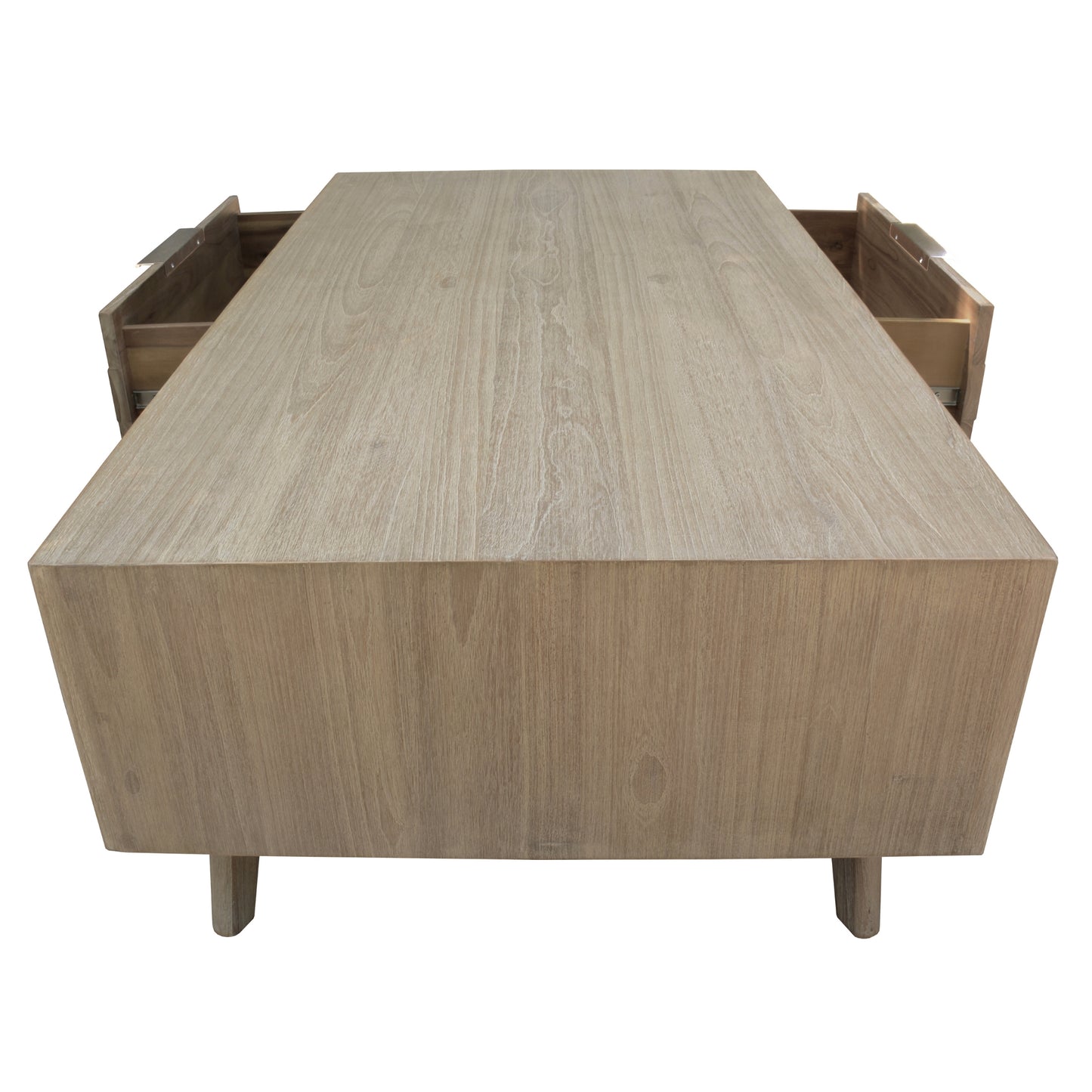 Tyler 130cm Coffee Table 2 Drawer Solid Acacia Timber Brushed Smoke - Cosy Abode