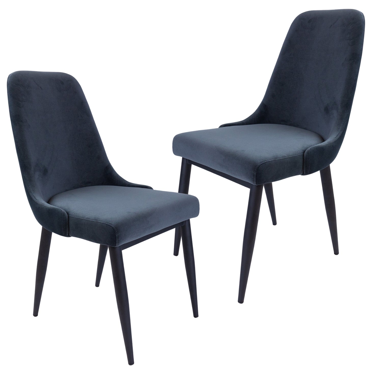 Eva Dining Chair Set of 2 Fabric Seat with Metal Frame - Charcoal - Cosy Abode