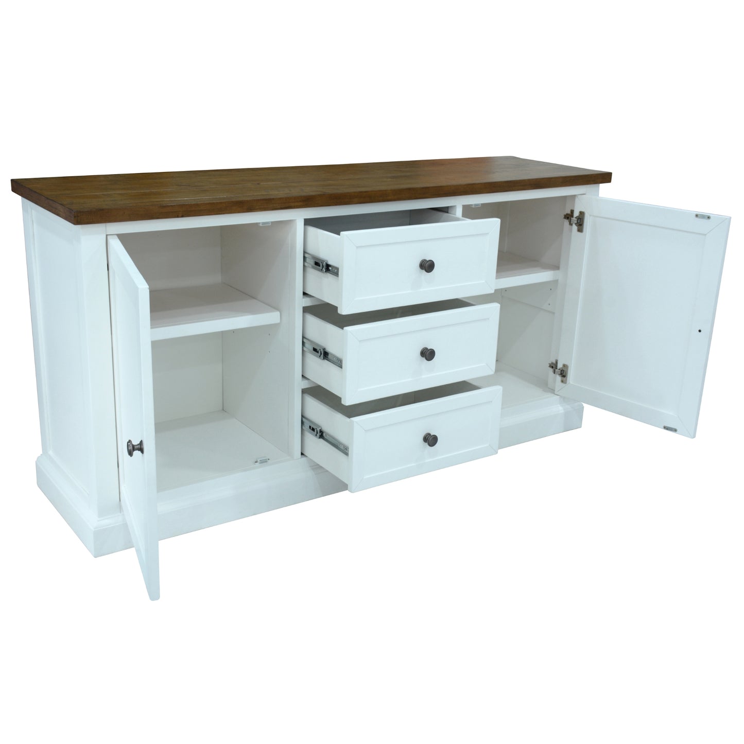 Norah Buffet Table 165cm 3 Door 3 Drawer Solid Acacia Timber Wood - Cosy Abode