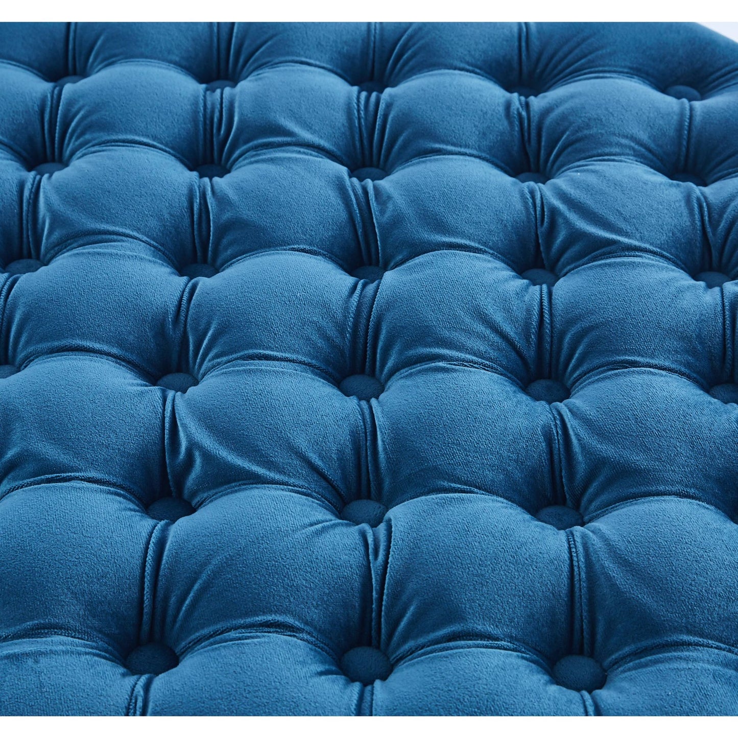 Cosmos Tufted Velvet Fabric Round Ottoman Footstools - Blue - Cosy Abode