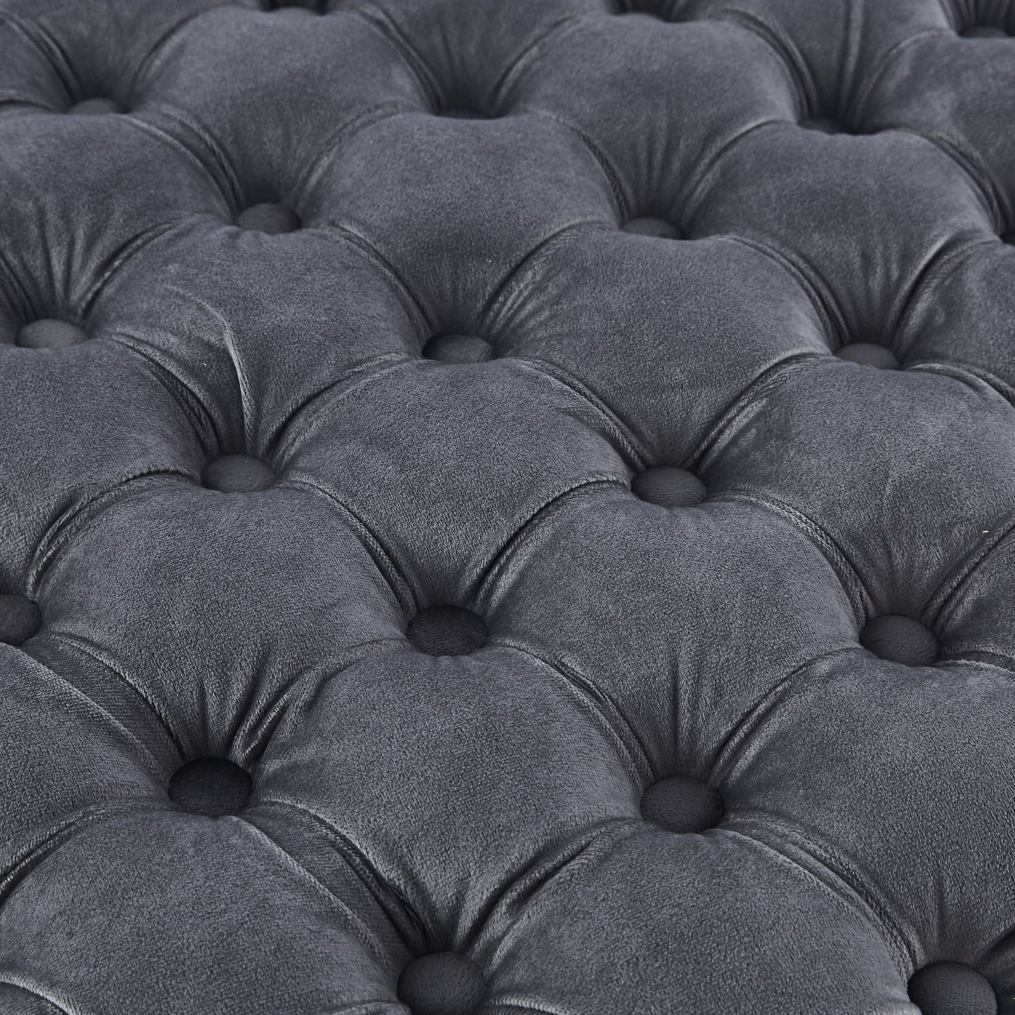 Cosmos Tufted Velvet Fabric Round Ottoman Footstools - Grey - Cosy Abode