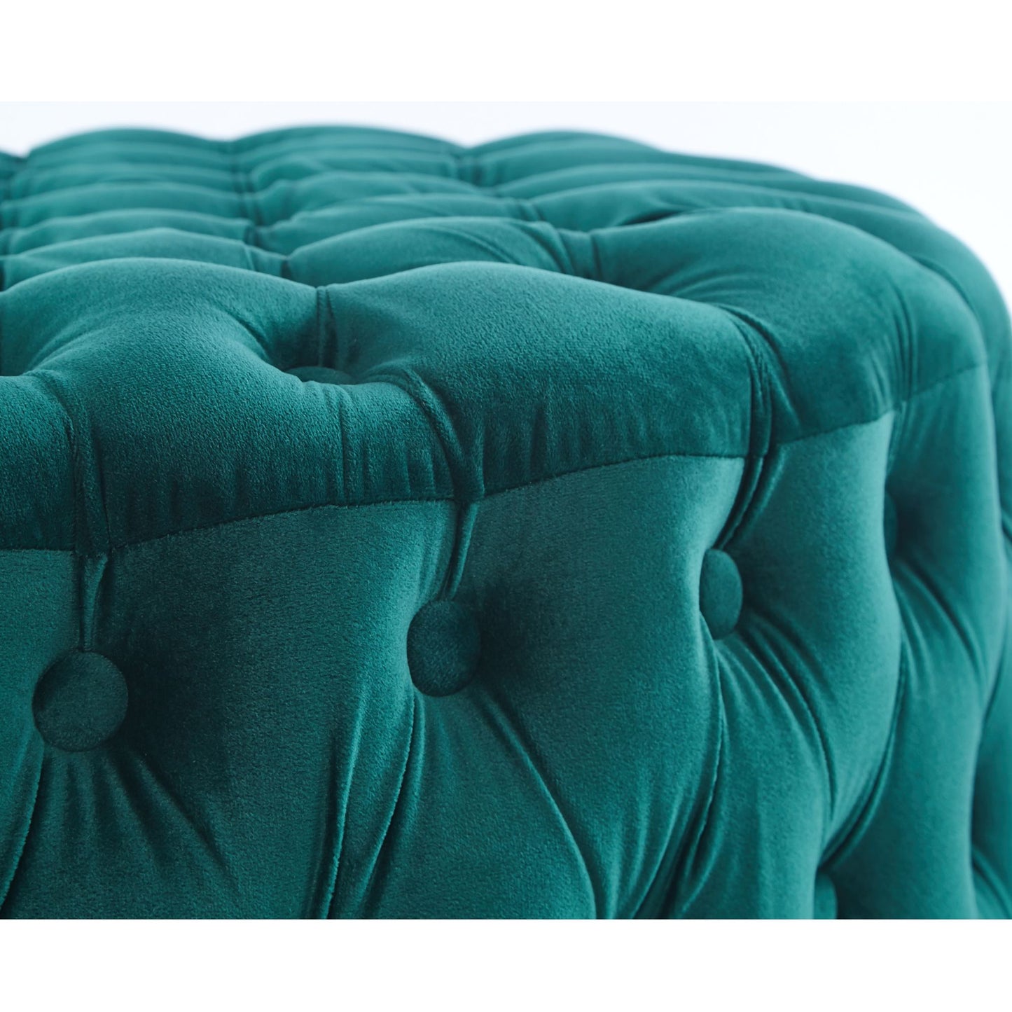 Cosmos Tufted Velvet Fabric Round Ottoman Footstools - Green - Cosy Abode