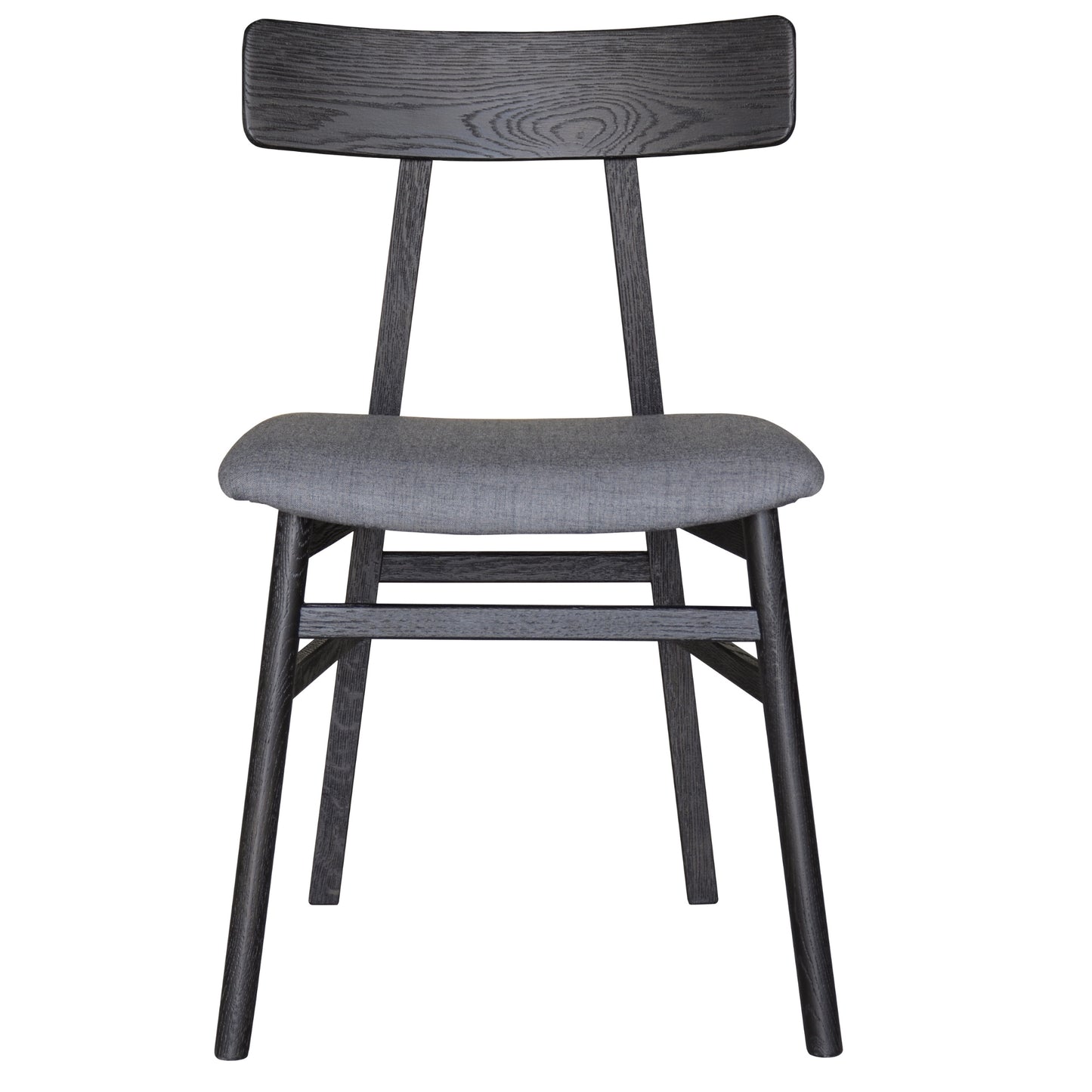 Claire 7pc Dining Set Table 180cm Solid Oak Wood Fabric Seat Chair - Black - Cosy Abode