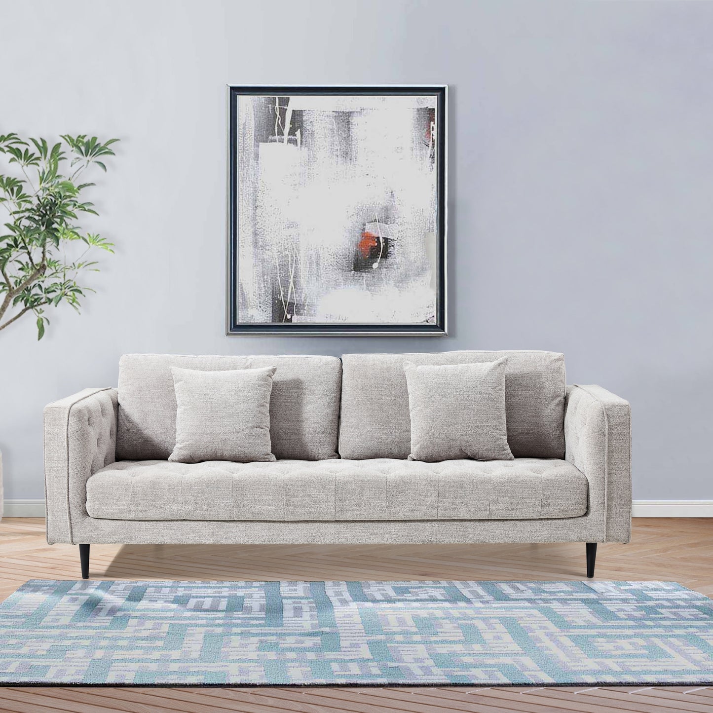 Jolie XL Size 3 Seater Sofa Fabric Uplholstered Lounge Couch - Quartz - Cosy Abode