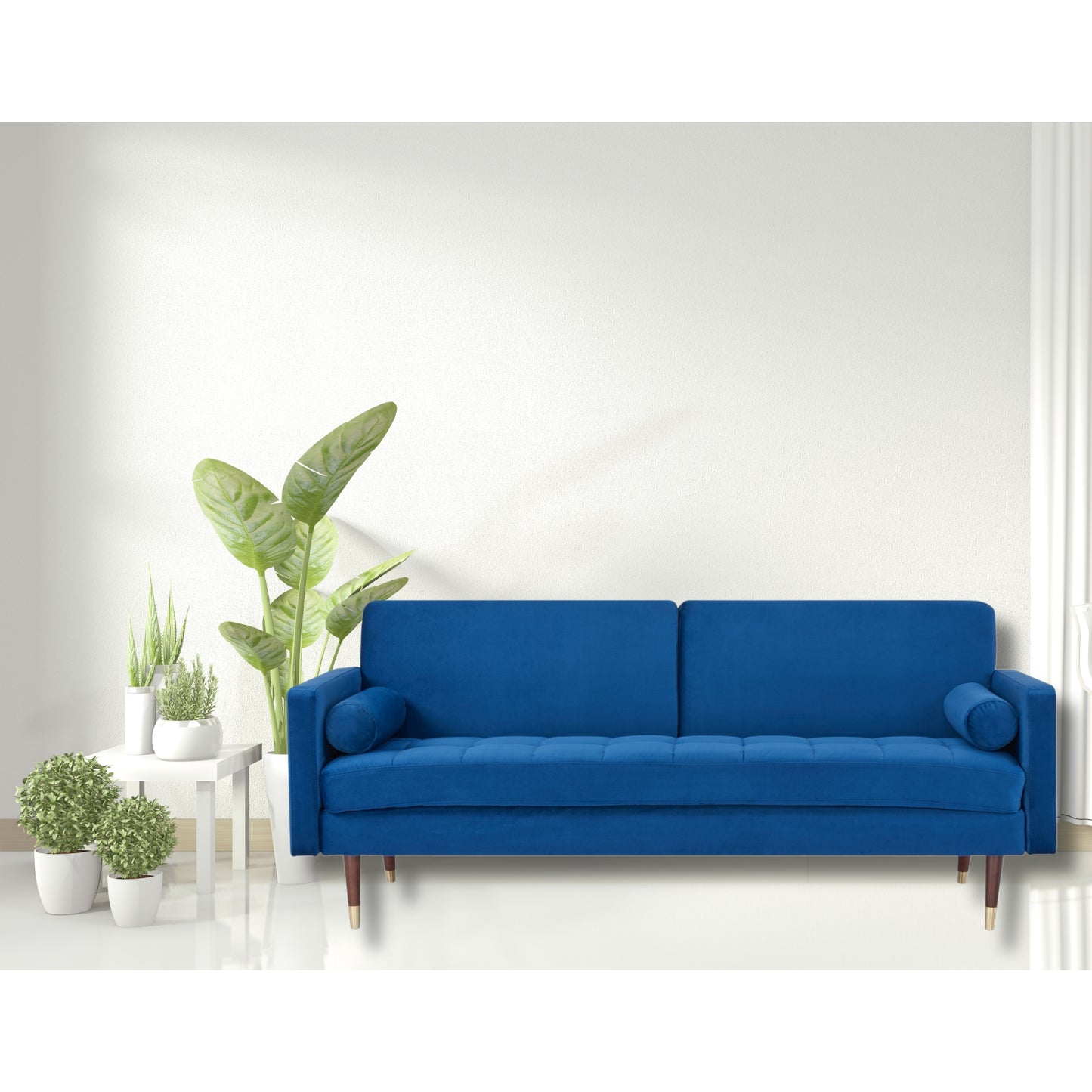 Livia 3 Seater Sofa Bed Fabric Uplholstered Lounge Couch - Dark Blue - Cosy Abode