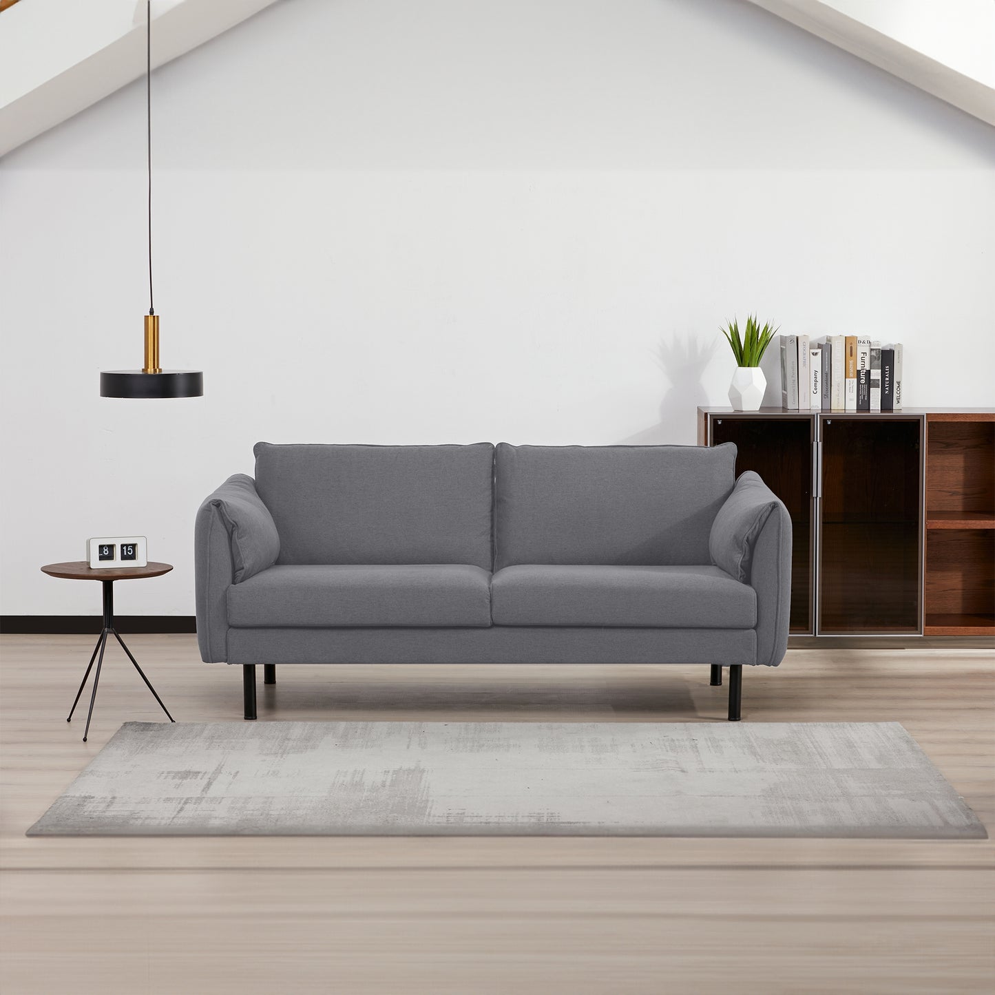 Channel 3 Seater Fabric Sofa Lounge Couch Dark Grey - Cosy Abode
