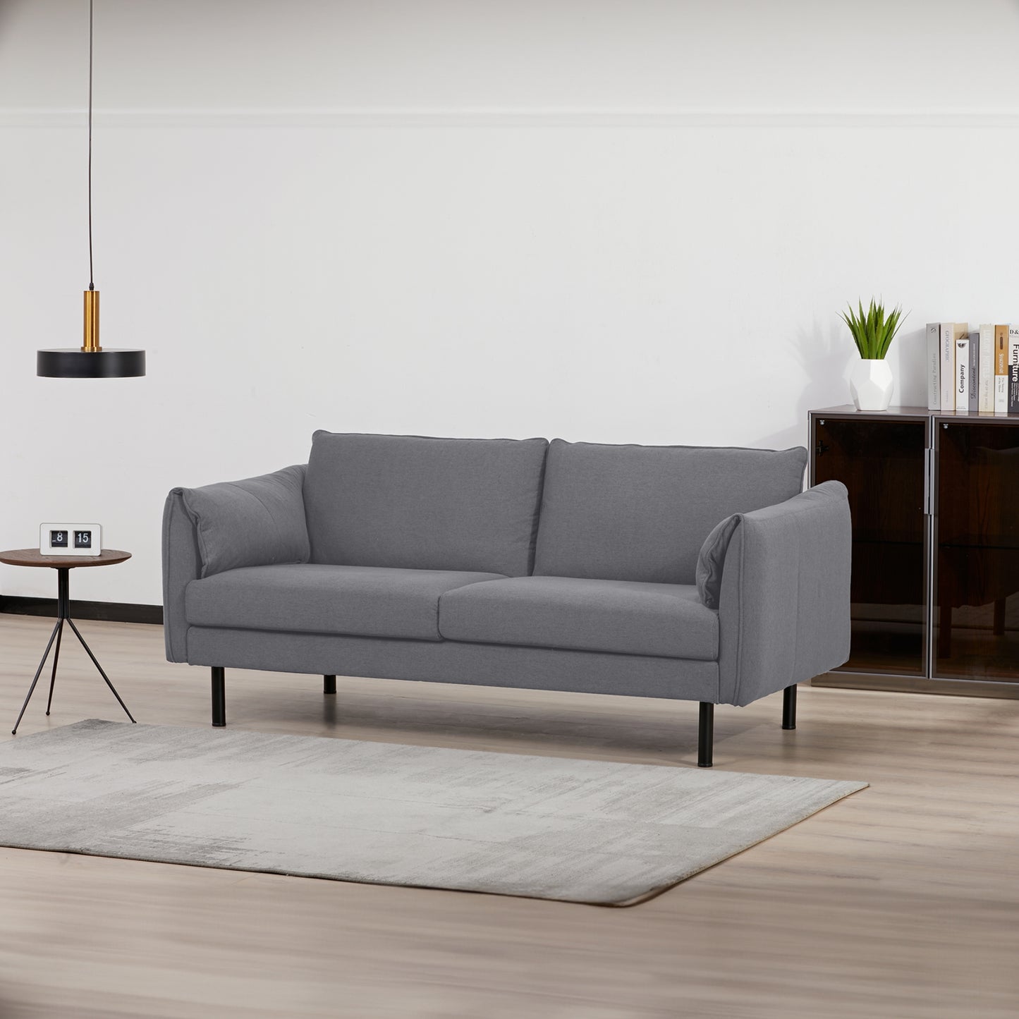 Channel 3 Seater Fabric Sofa Lounge Couch Dark Grey - Cosy Abode