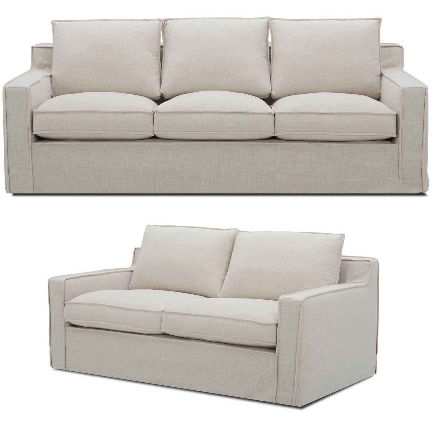 Plushy 2 + 3 Seater Sofa Set Fabric Uplholstered Lounge Couch - Stone - Cosy Abode