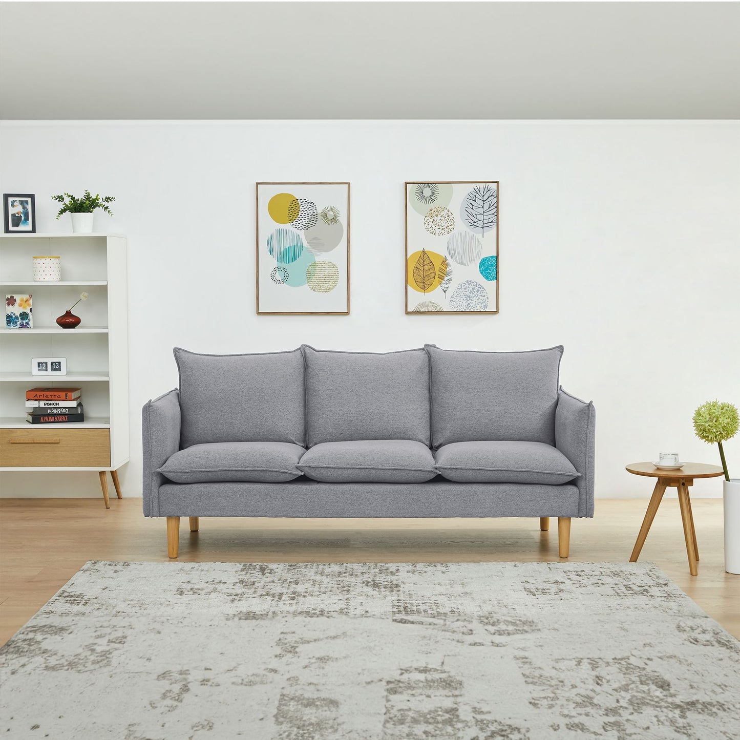 Sinatra 3 Seater Fabric Sofa Lounge Couch Grey - Cosy Abode