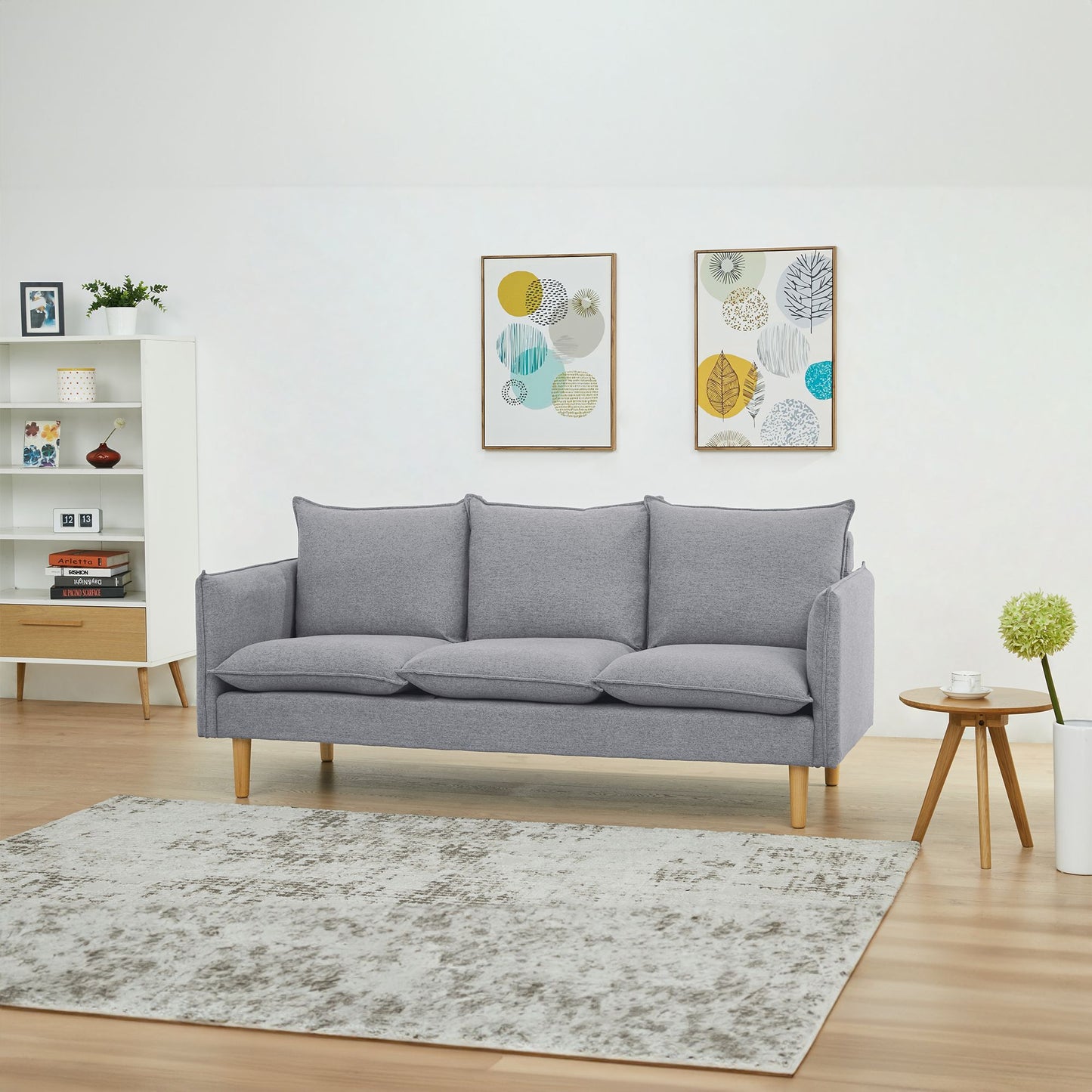 Sinatra 3 Seater Fabric Sofa Lounge Couch Grey - Cosy Abode