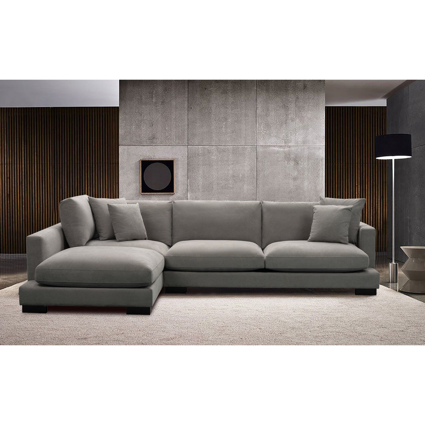 Royalty 3 + 3 Seater Sofa Fabric Uplholstered Left Chaise Lounge Couch - Grey - Cosy Abode