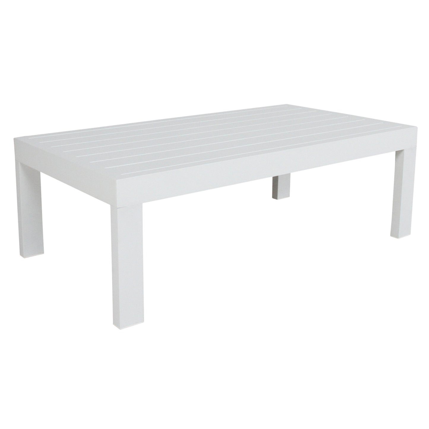 Outie 4pc Set 1+2+3 Seater Outdoor Sofa Lounge with Coffee Table in Aluminium - White - Cosy Abode