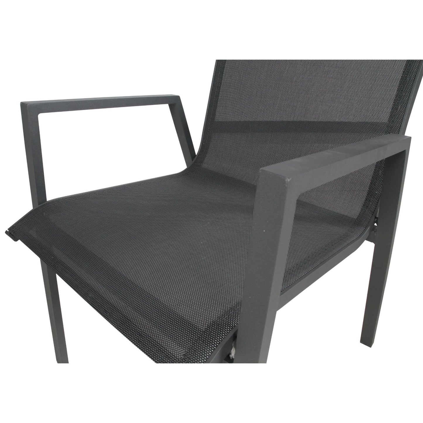 Iberia 2pc Set Aluminium Outdoor Dining Table Chair Charcoal - Cosy Abode