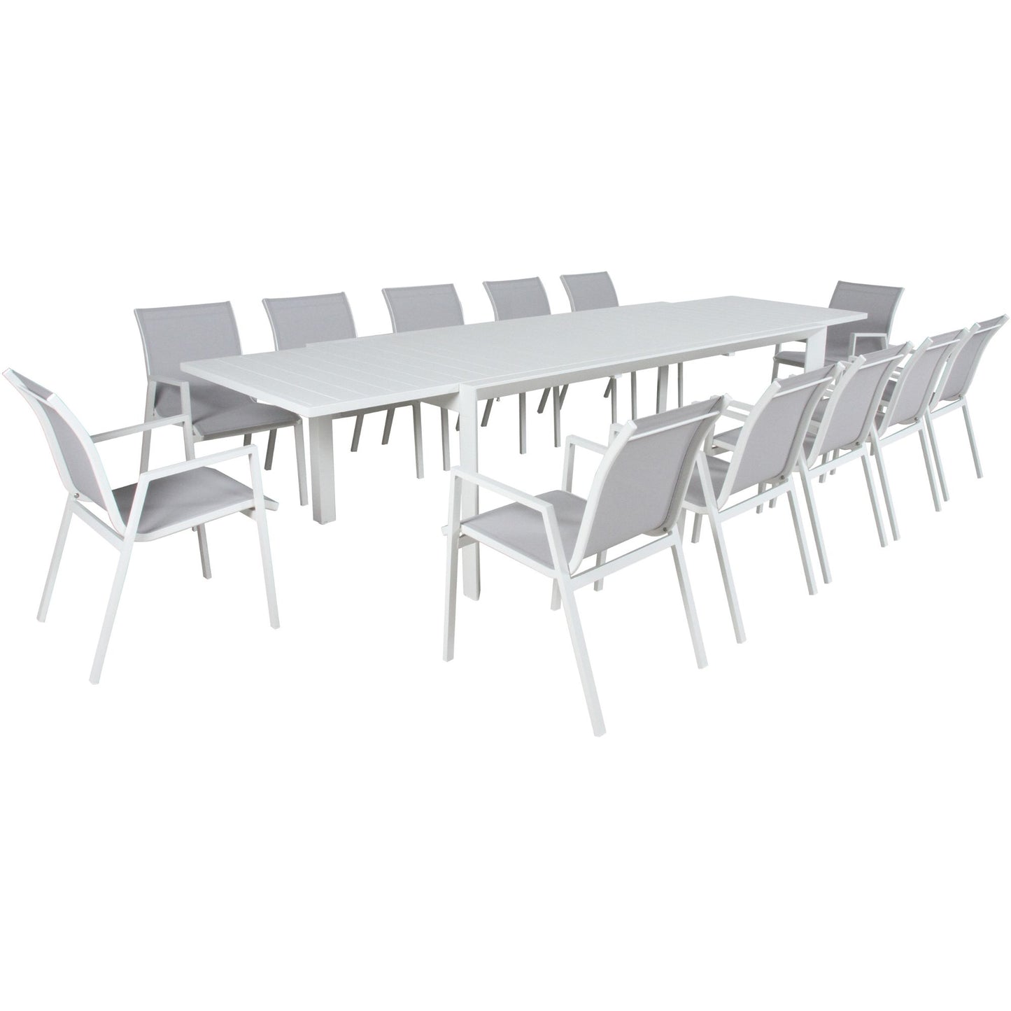Iberia 230-345cm Aluminium Outdoor Extendable Dining Table White - Cosy Abode