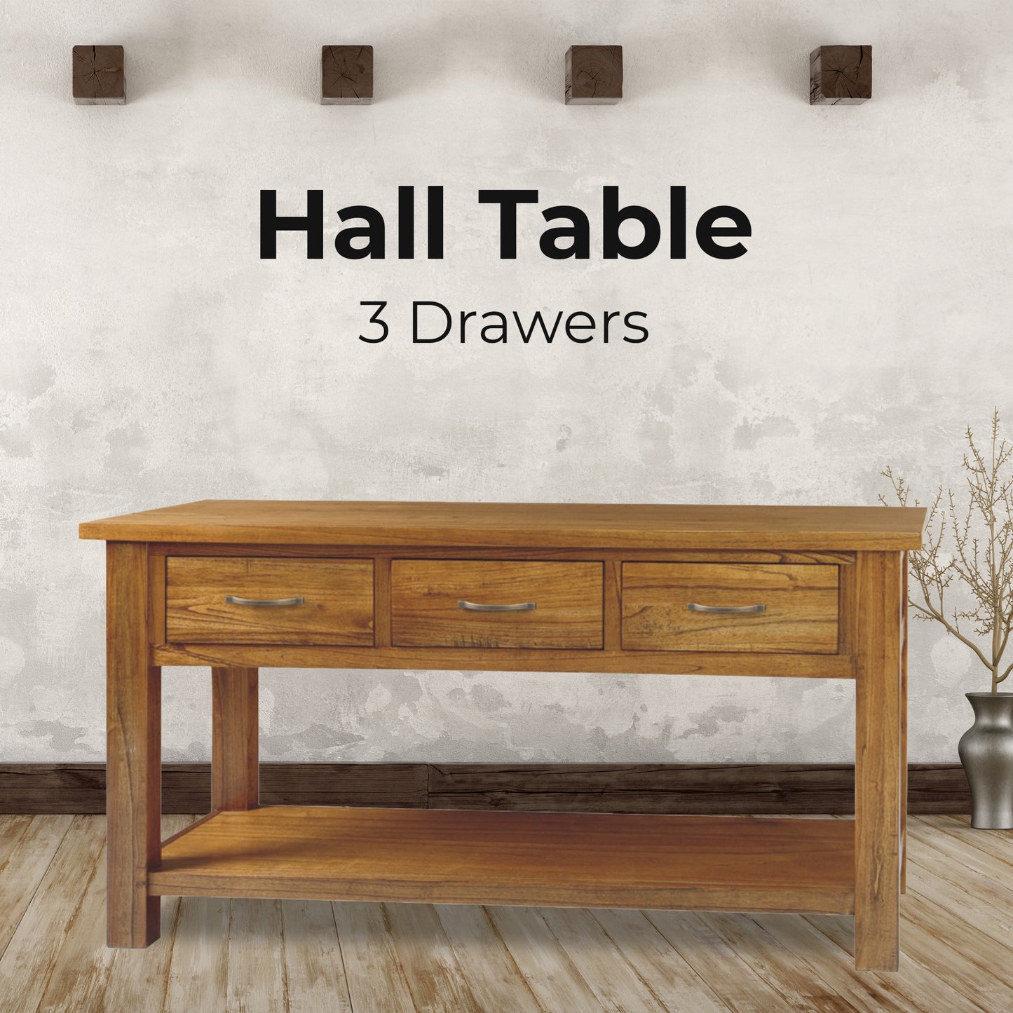 Birdsville Console Hallway Entry Table 156cm Solid Mt Ash Timber Wood - Brown - Cosy Abode
