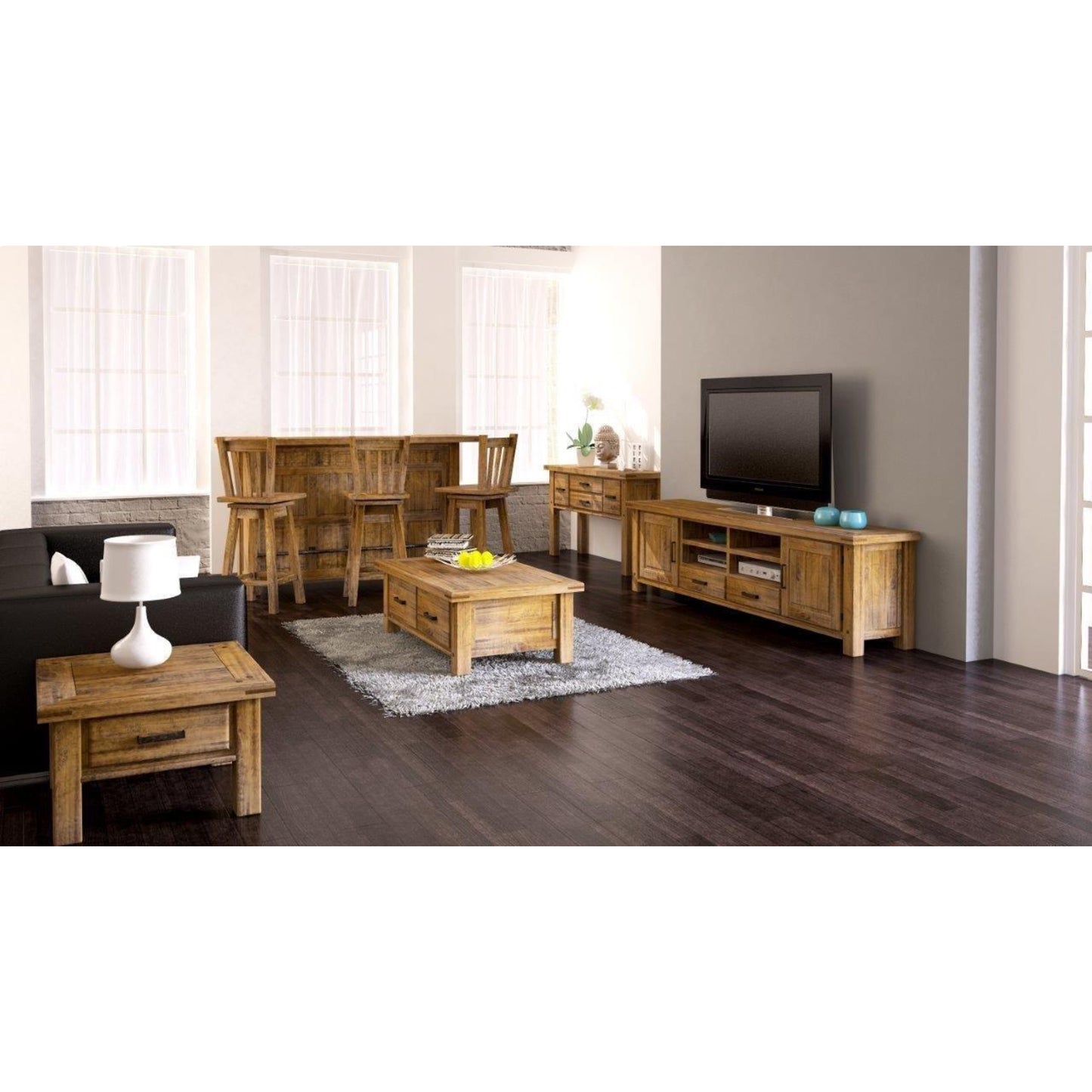 Teasel Coffee Table 140cm Solid Pine Timber Wood - Rustic Oak - Cosy Abode