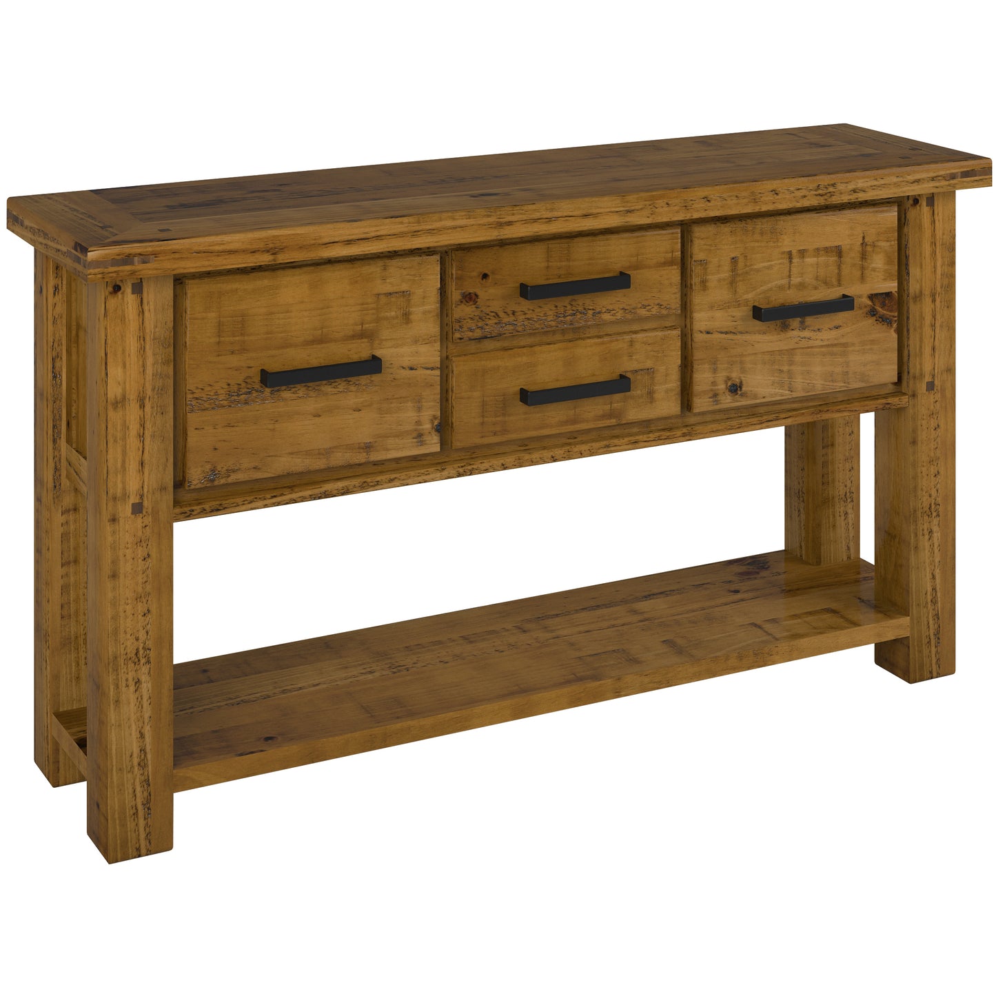 Teasel Console Hallway Entry Table 147cm Solid Pine Timber Wood - Rustic Oak - Cosy Abode