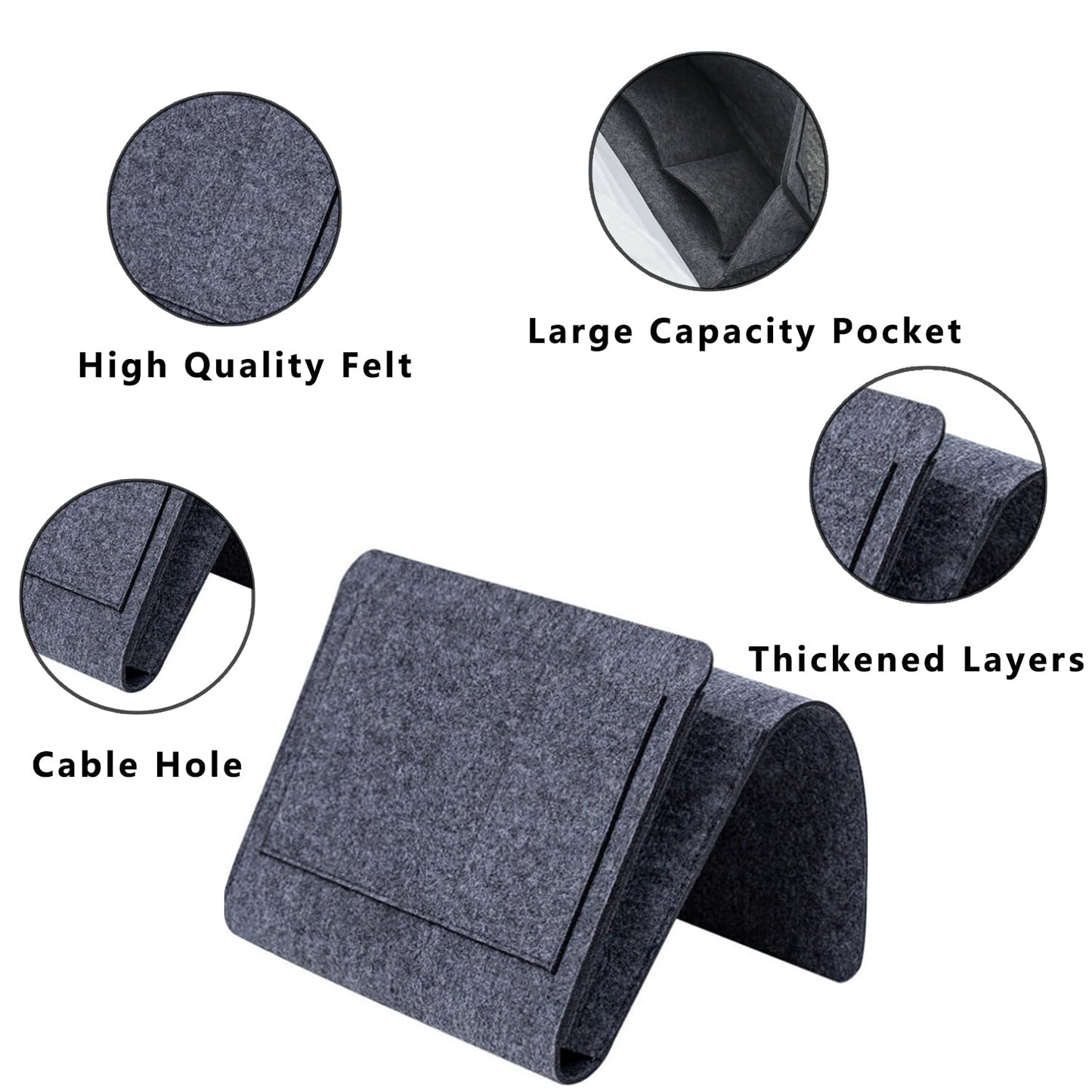 Bed Organiser Bed Caddy Sofa Organiser Bedside Organiser Book Magazines Organiser Dark Grey - Cosy Abode