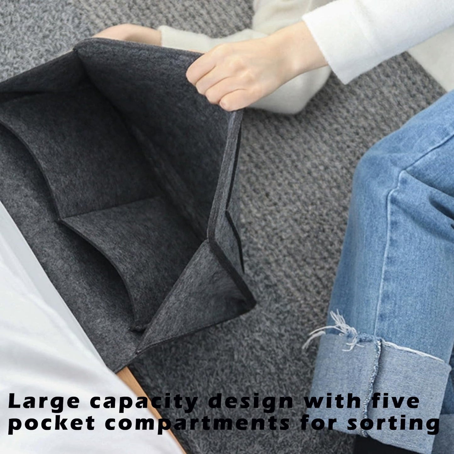 Bed Organiser Bed Caddy Sofa Organiser Bedside Organiser Book Magazines Organiser Dark Grey - Cosy Abode