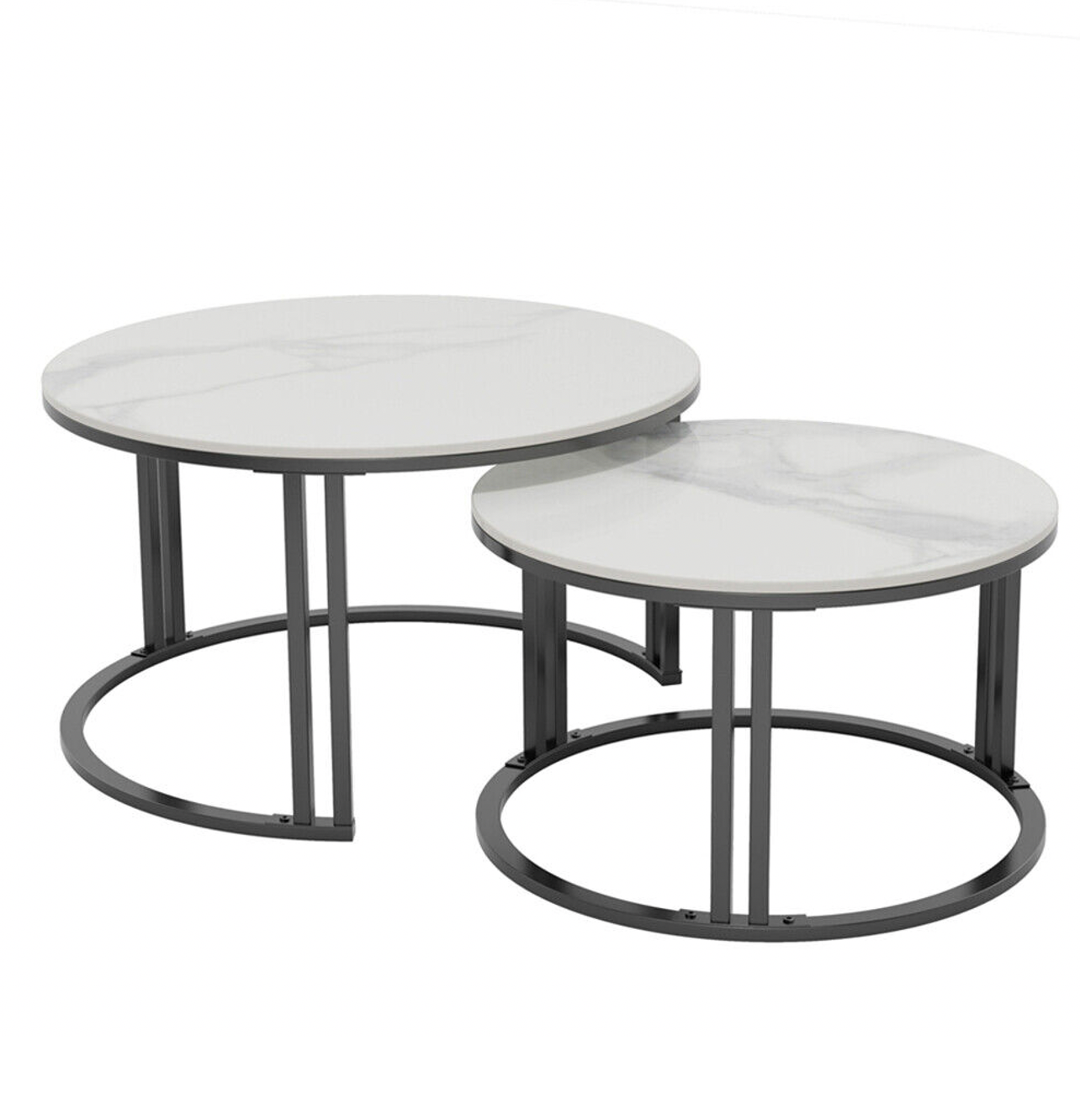 Interior Ave - Premier Nested Coffee Table Set - White Marble Stone - Cosy Abode