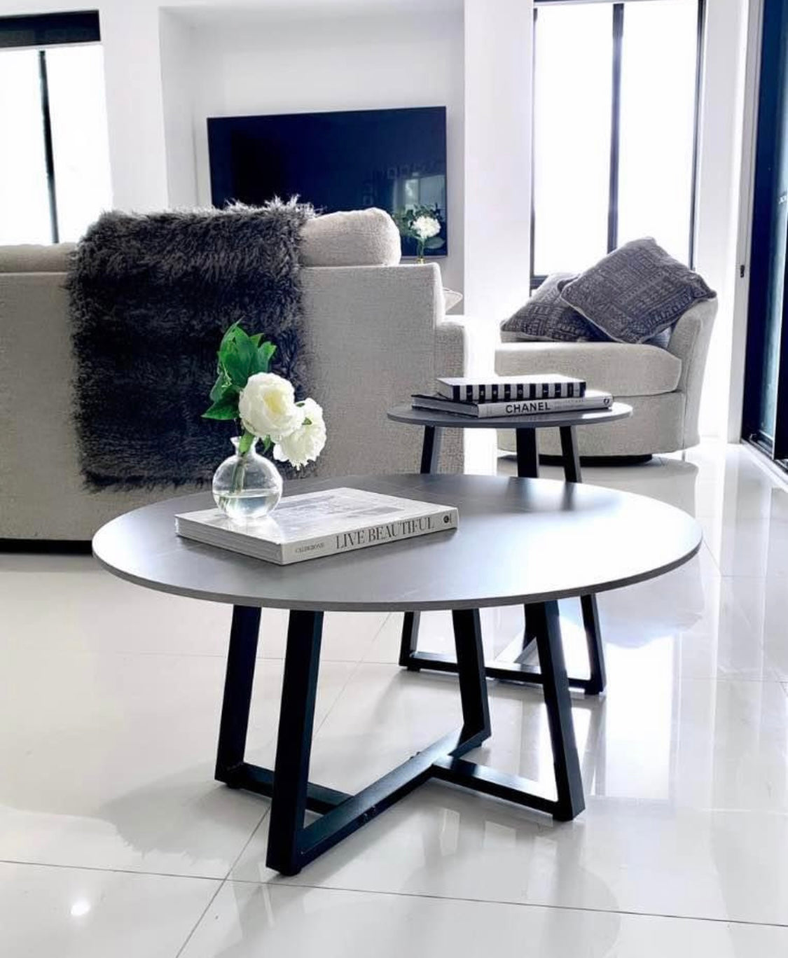 Interior Ave - Broadway Two Tier Coffee Table Set - Stone Grey - Cosy Abode