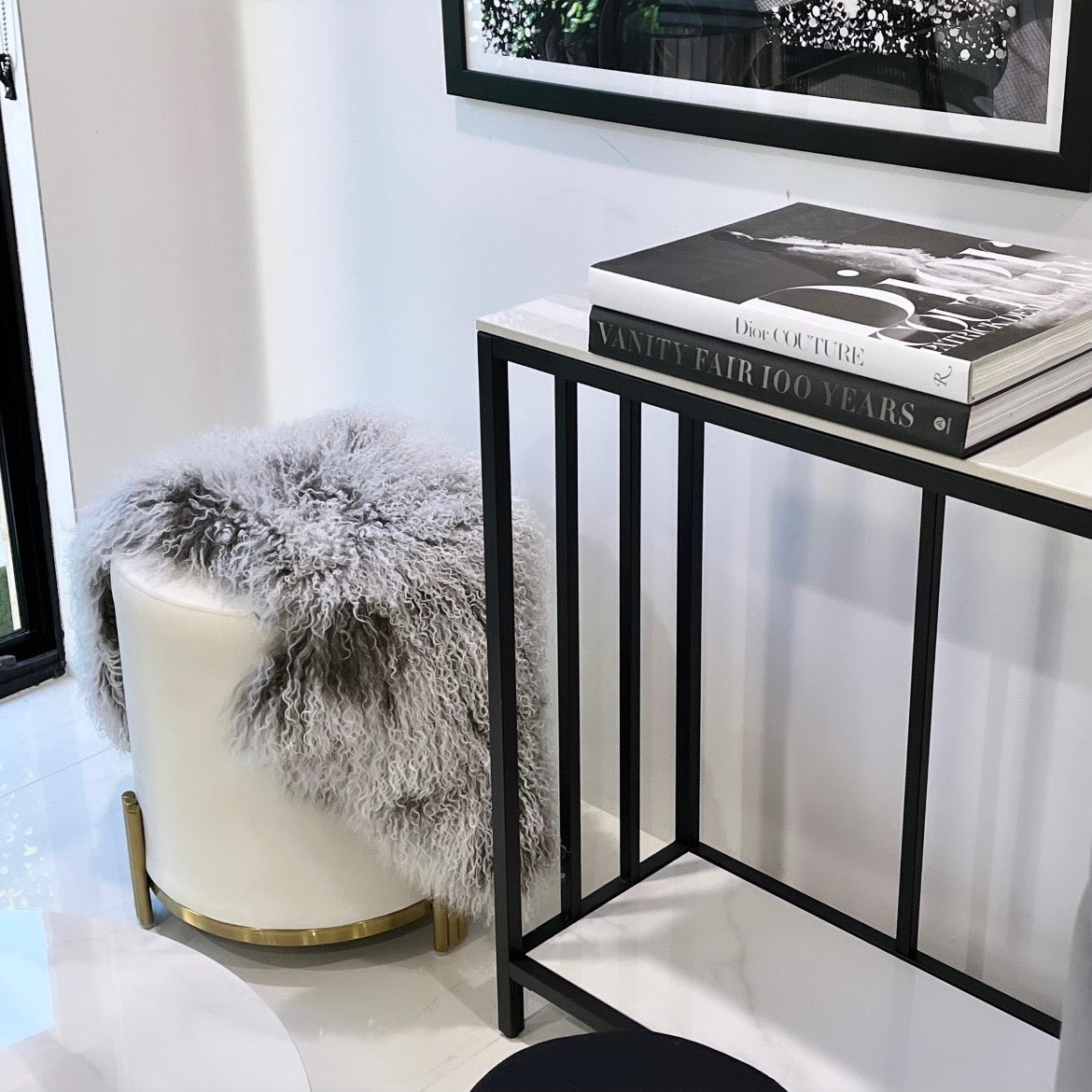 Interior Ave - Apollo Velvet Ottoman - White - Cosy Abode