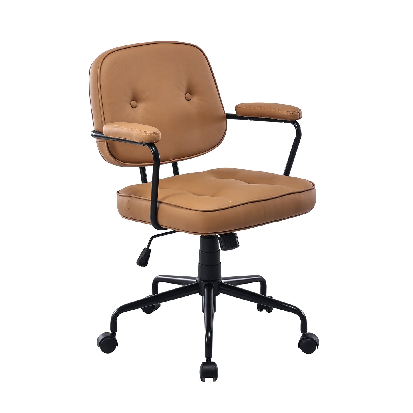 Louise Black Frame Faux Leather Home Office Chair in Brown - Cosy Abode