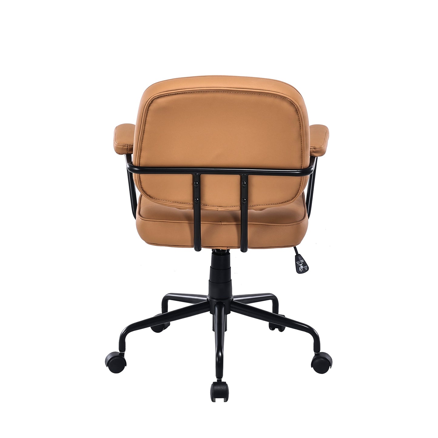 Louise Black Frame Faux Leather Home Office Chair in Brown - Cosy Abode