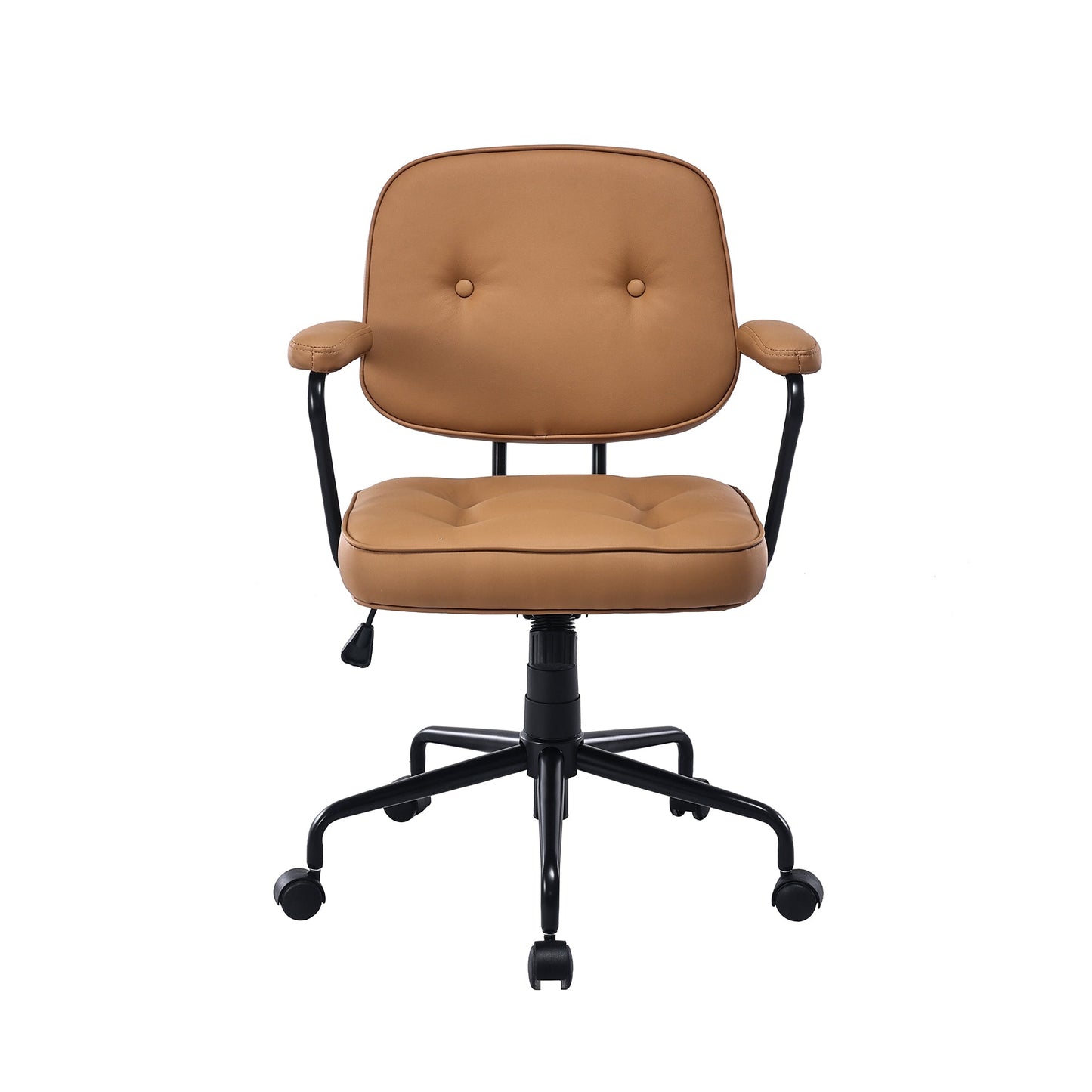 Louise Black Frame Faux Leather Home Office Chair in Brown - Cosy Abode