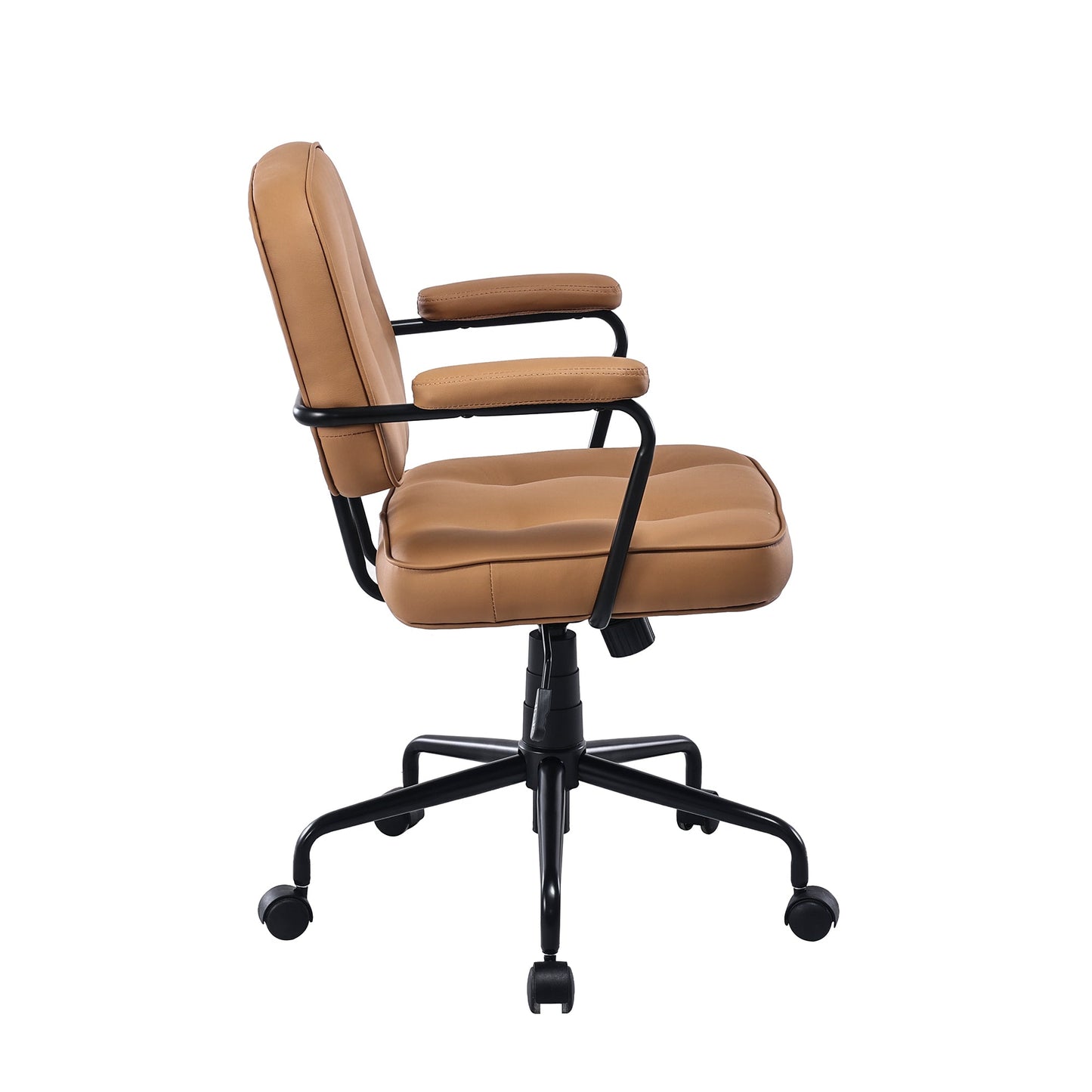 Louise Black Frame Faux Leather Home Office Chair in Brown - Cosy Abode