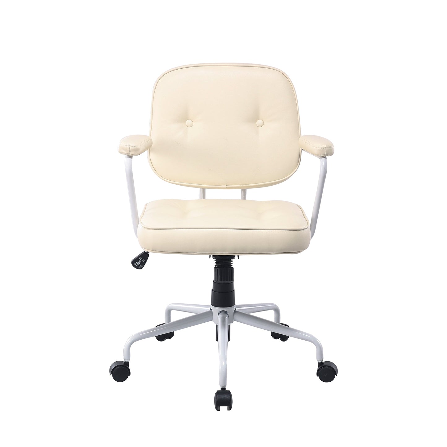 Louise White Frame Faux Leather Home Office Chair in Beige - Cosy Abode