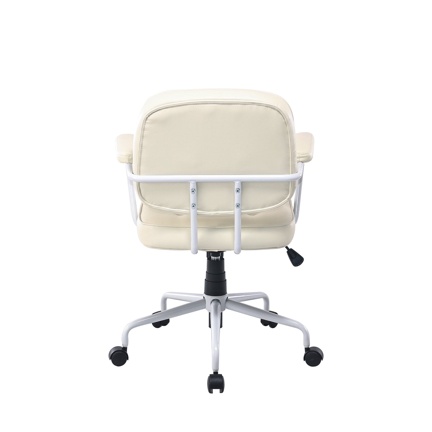 Louise White Frame Faux Leather Home Office Chair in Beige - Cosy Abode