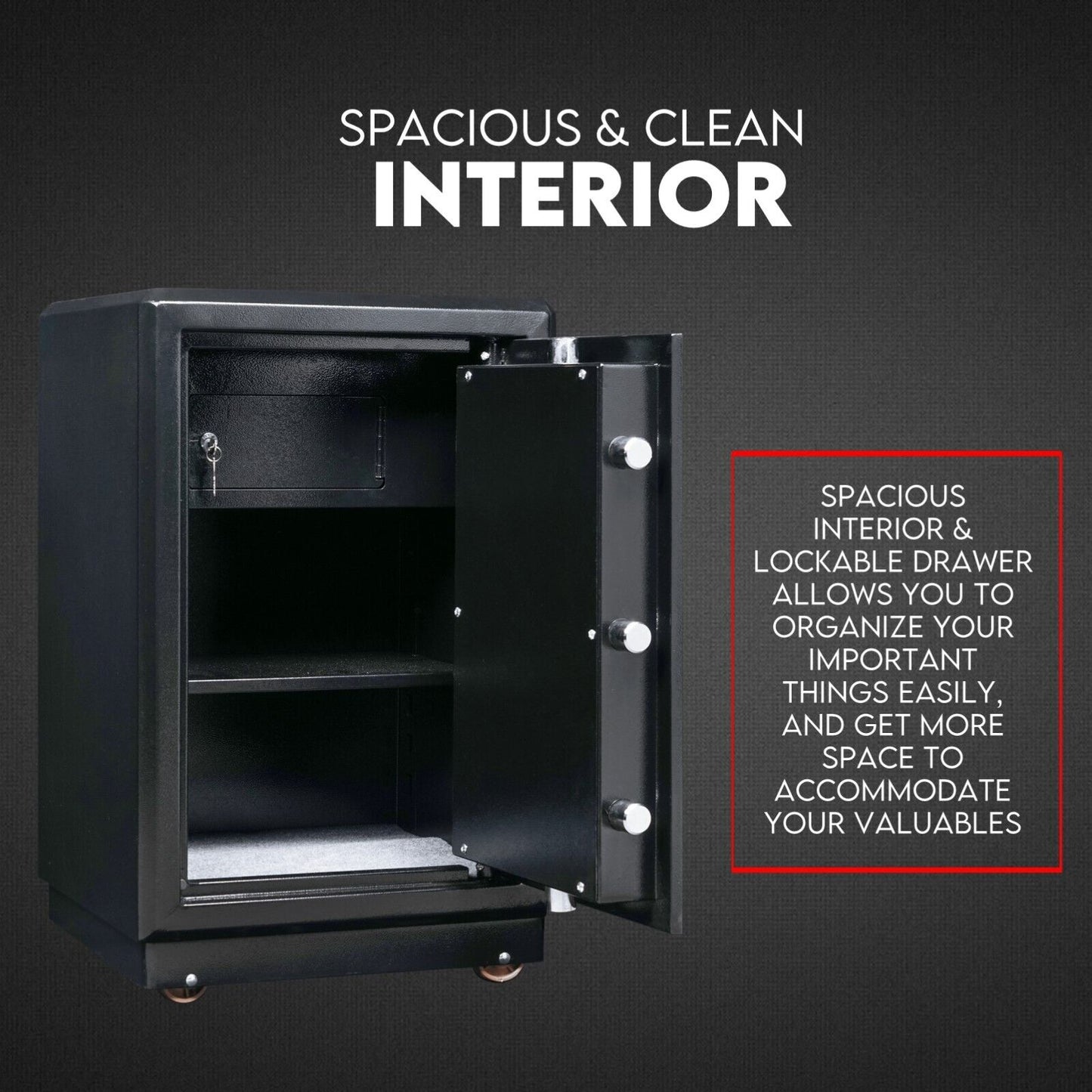 Digital Safe Safety Box Security Code Lock Box Fire Proof Heavy Duty 80L - Cosy Abode