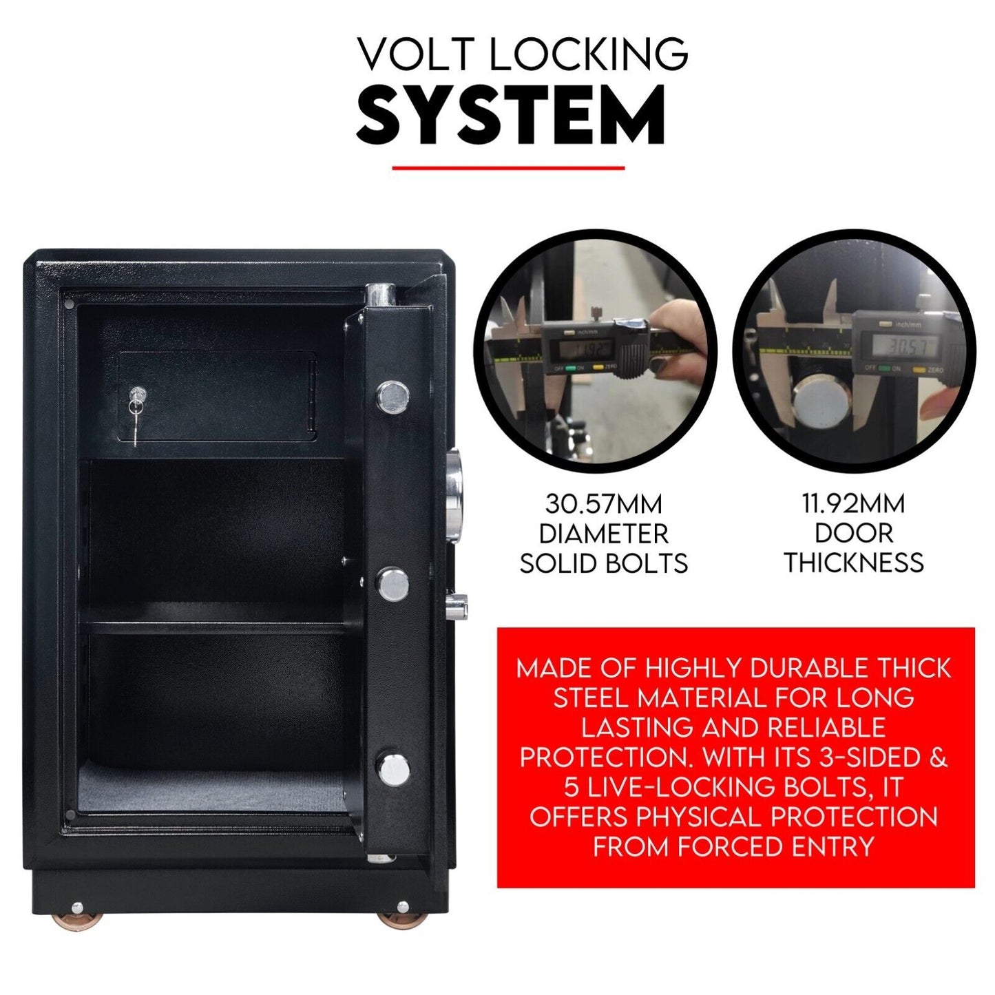 Digital Safe Safety Box Security Code Lock Box Fire Proof Heavy Duty 80L - Cosy Abode
